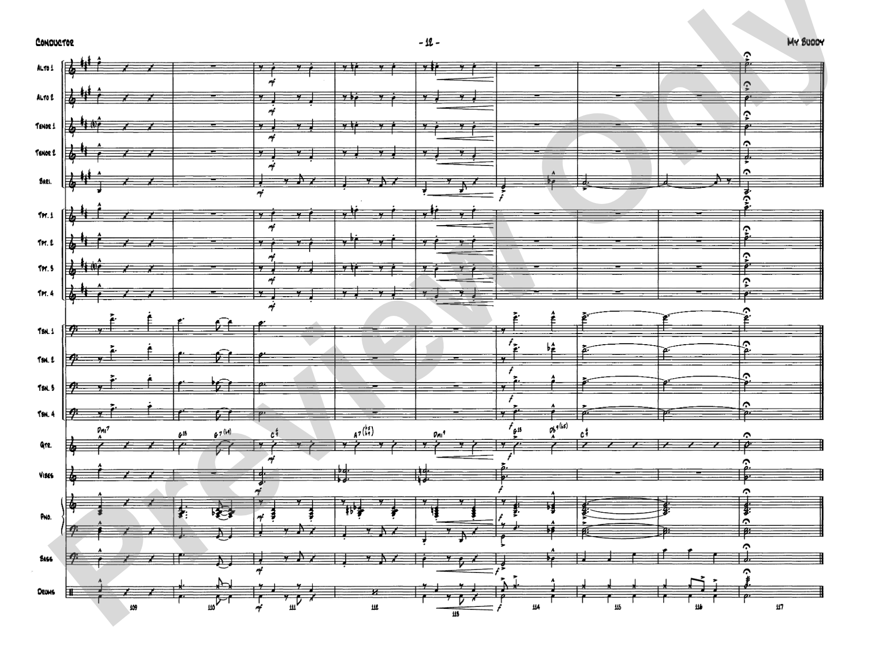 My Buddy: Jazz Ensemble Conductor Score & Parts