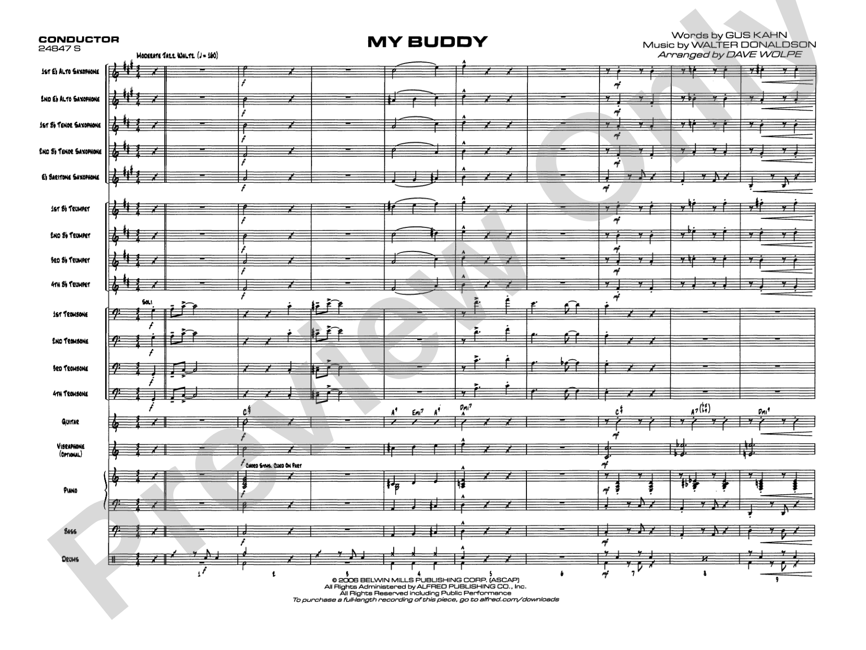 My Buddy: Jazz Ensemble Conductor Score & Parts