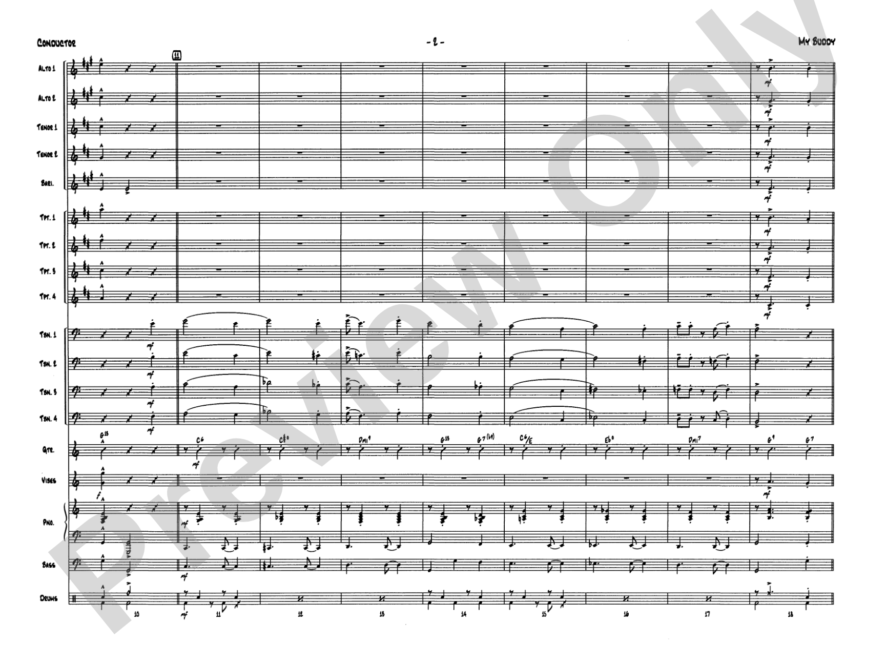 My Buddy: Jazz Ensemble Conductor Score & Parts