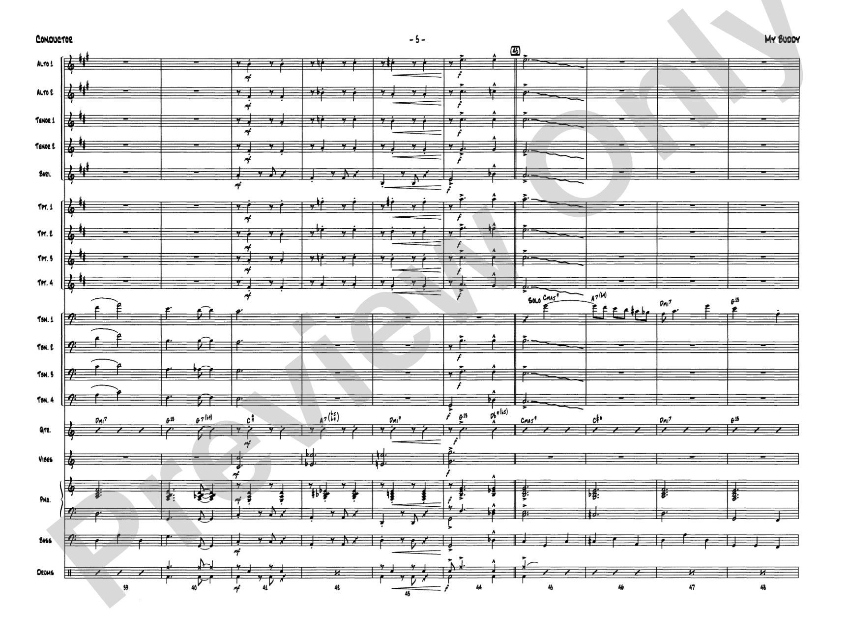 My Buddy: Jazz Ensemble Conductor Score & Parts