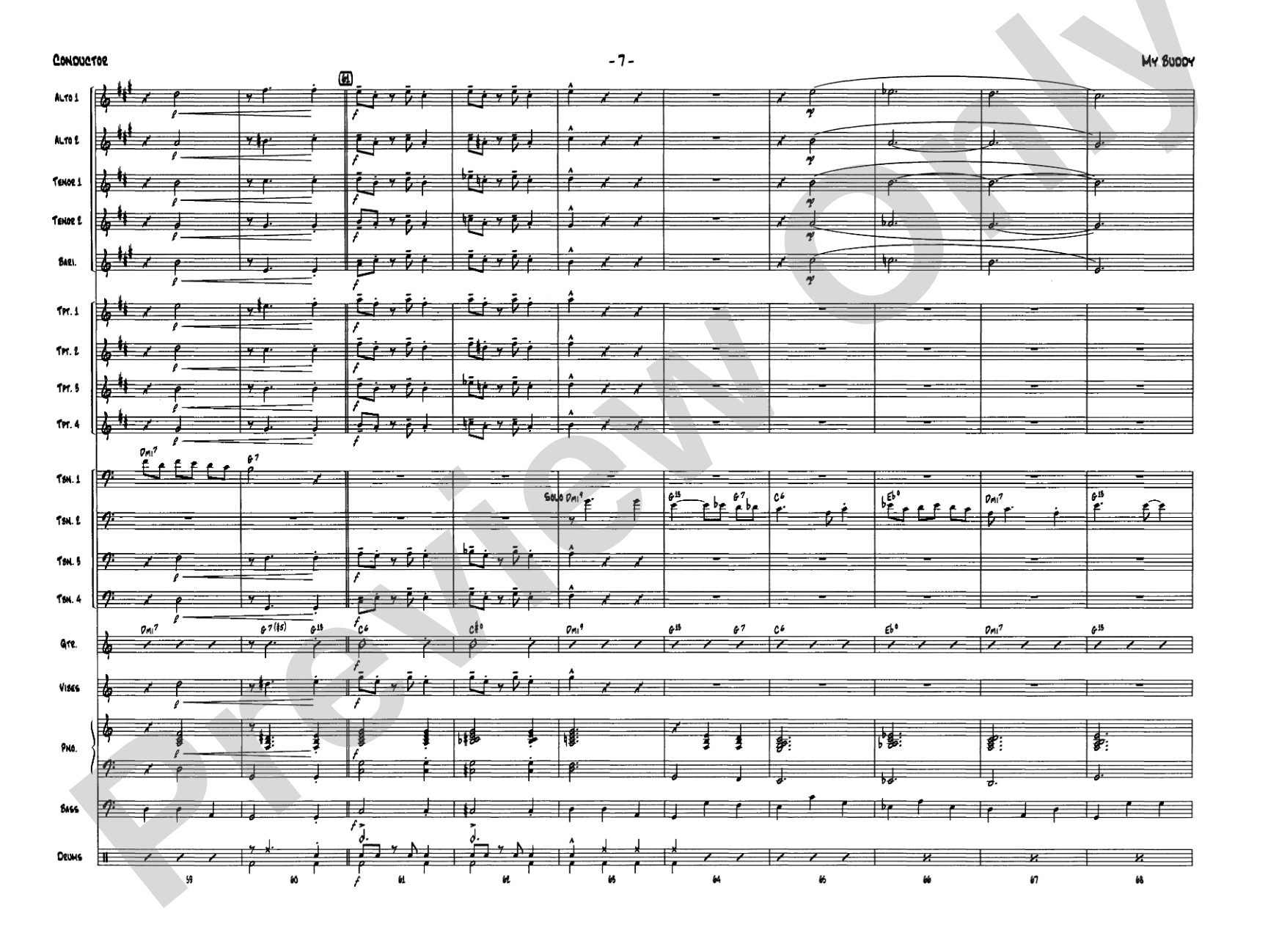My Buddy: Jazz Ensemble Conductor Score & Parts