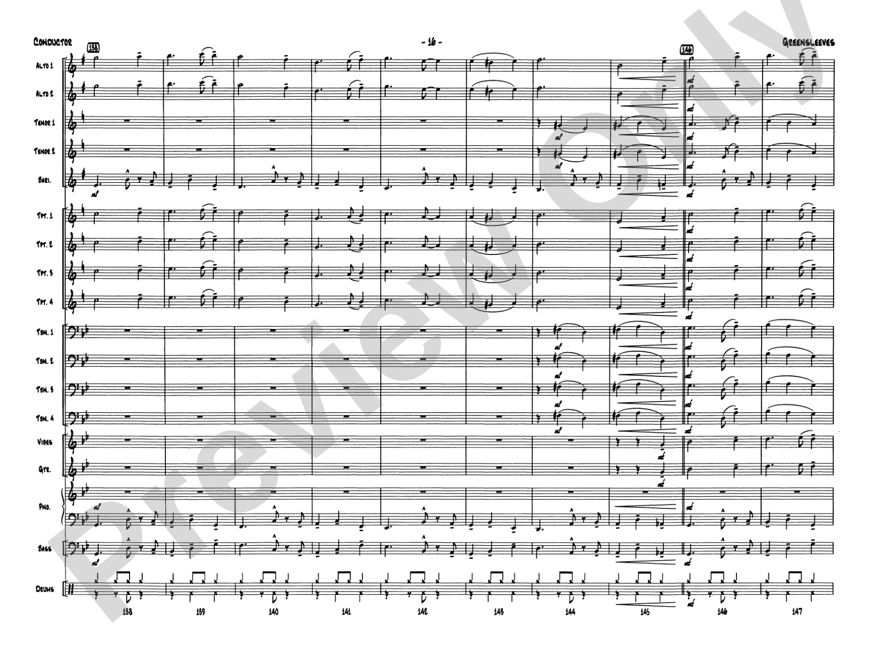 Greensleeves: Jazz Ensemble Conductor Score & Parts
