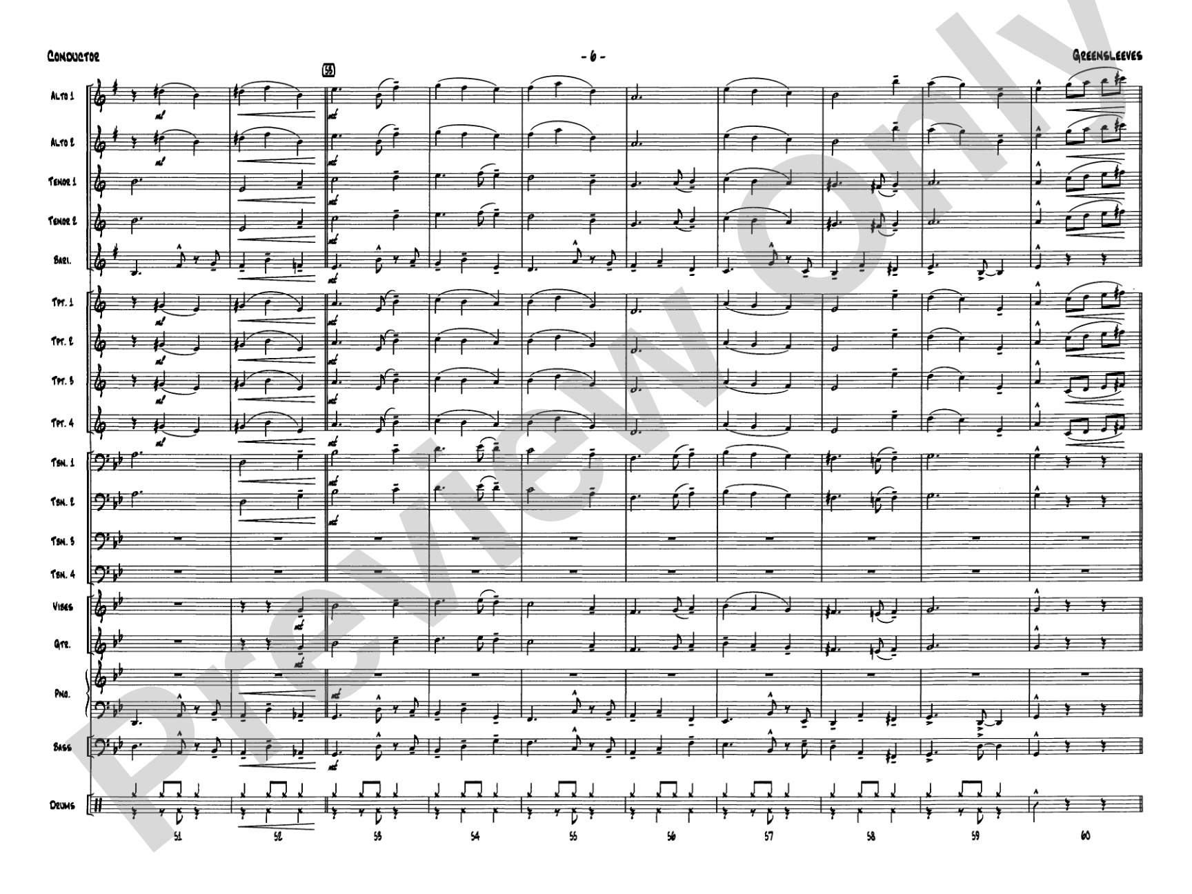 Greensleeves: Jazz Ensemble Conductor Score & Parts