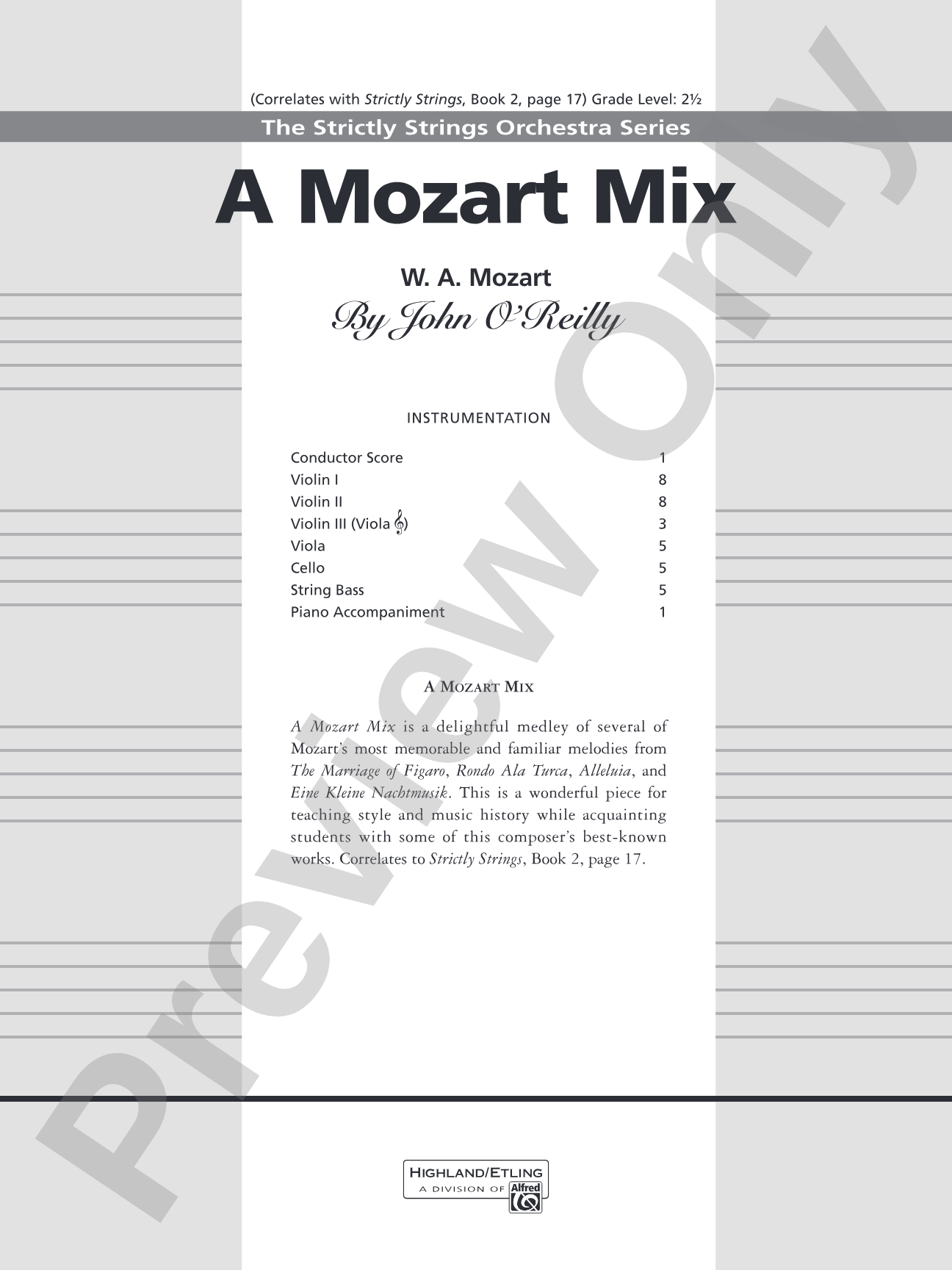 A Mozart Mix: String Orchestra Conductor Score & Parts