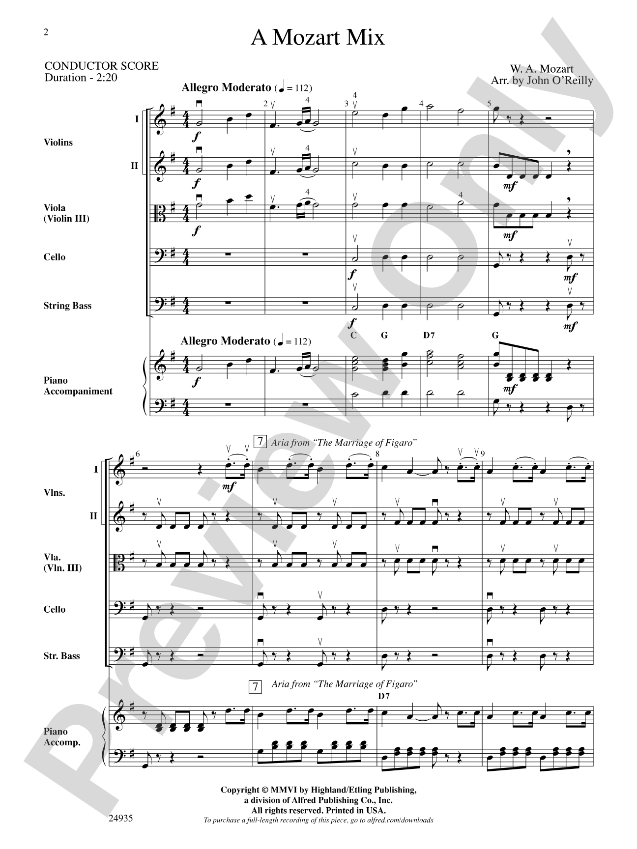 A Mozart Mix: String Orchestra Conductor Score & Parts