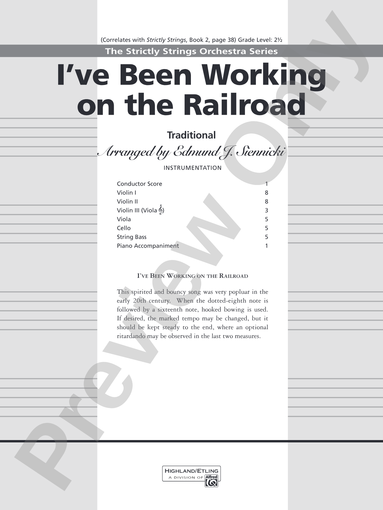 I've Been Working on the Railroad: String Orchestra Conductor Score & Parts