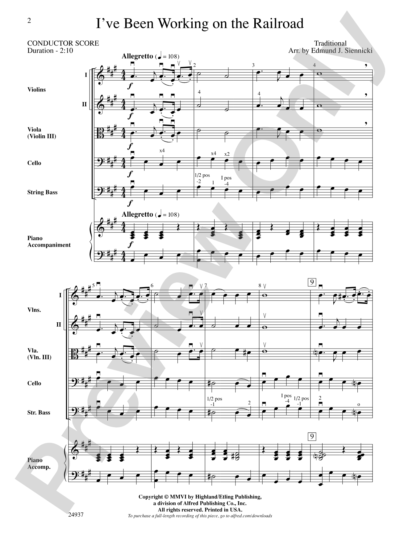 I've Been Working on the Railroad: String Orchestra Conductor Score & Parts
