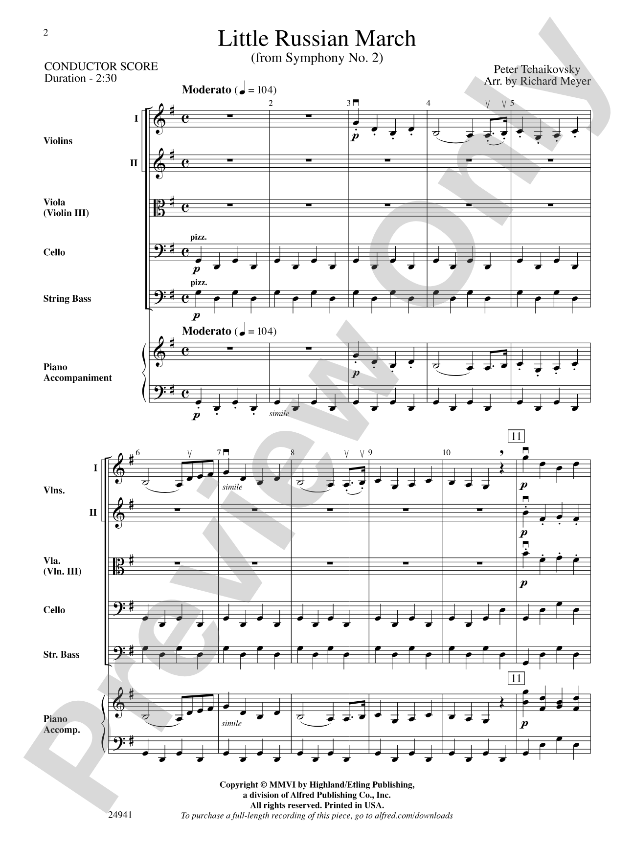 Little Russian March (from Symphony No. 2): String Orchestra Conductor Score & Parts