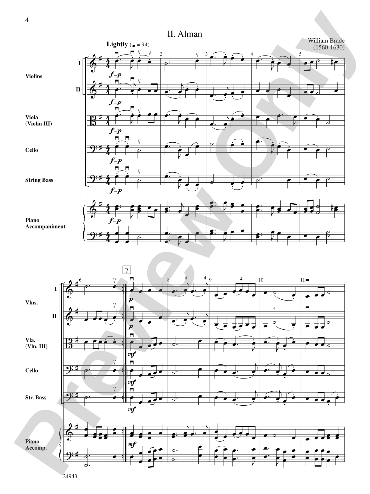 Musik of Shakespeare's Daye: String Orchestra Conductor Score & Parts