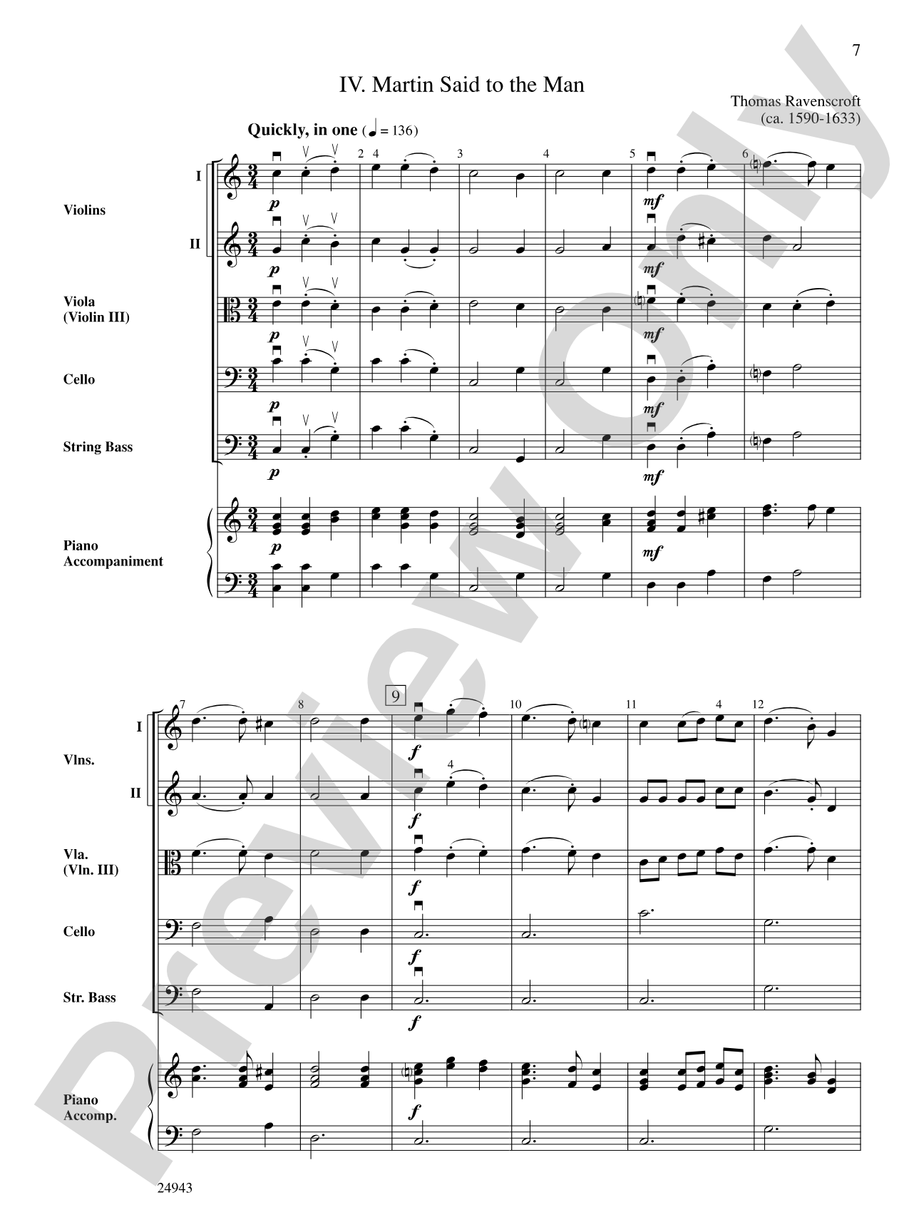 Musik of Shakespeare's Daye: String Orchestra Conductor Score & Parts