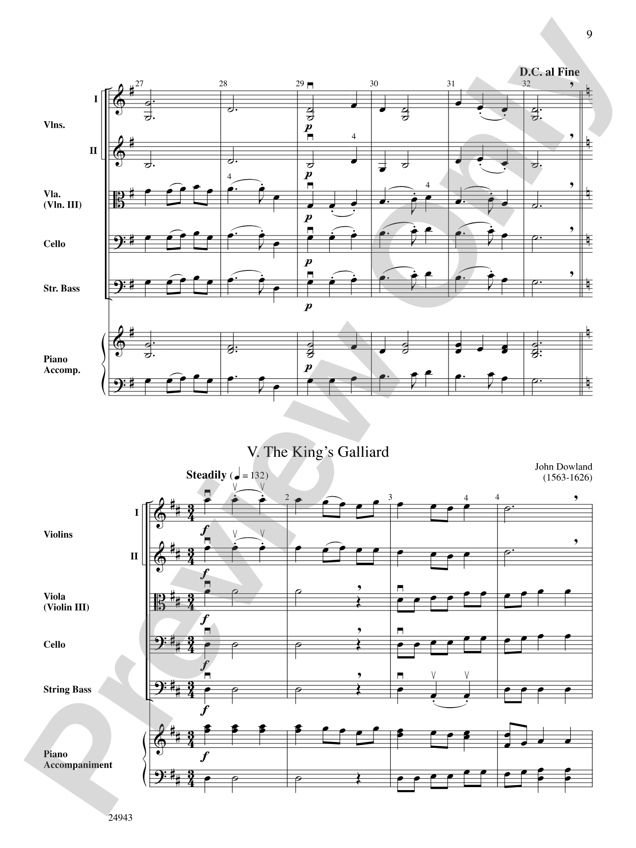 Musik of Shakespeare's Daye: String Orchestra Conductor Score & Parts
