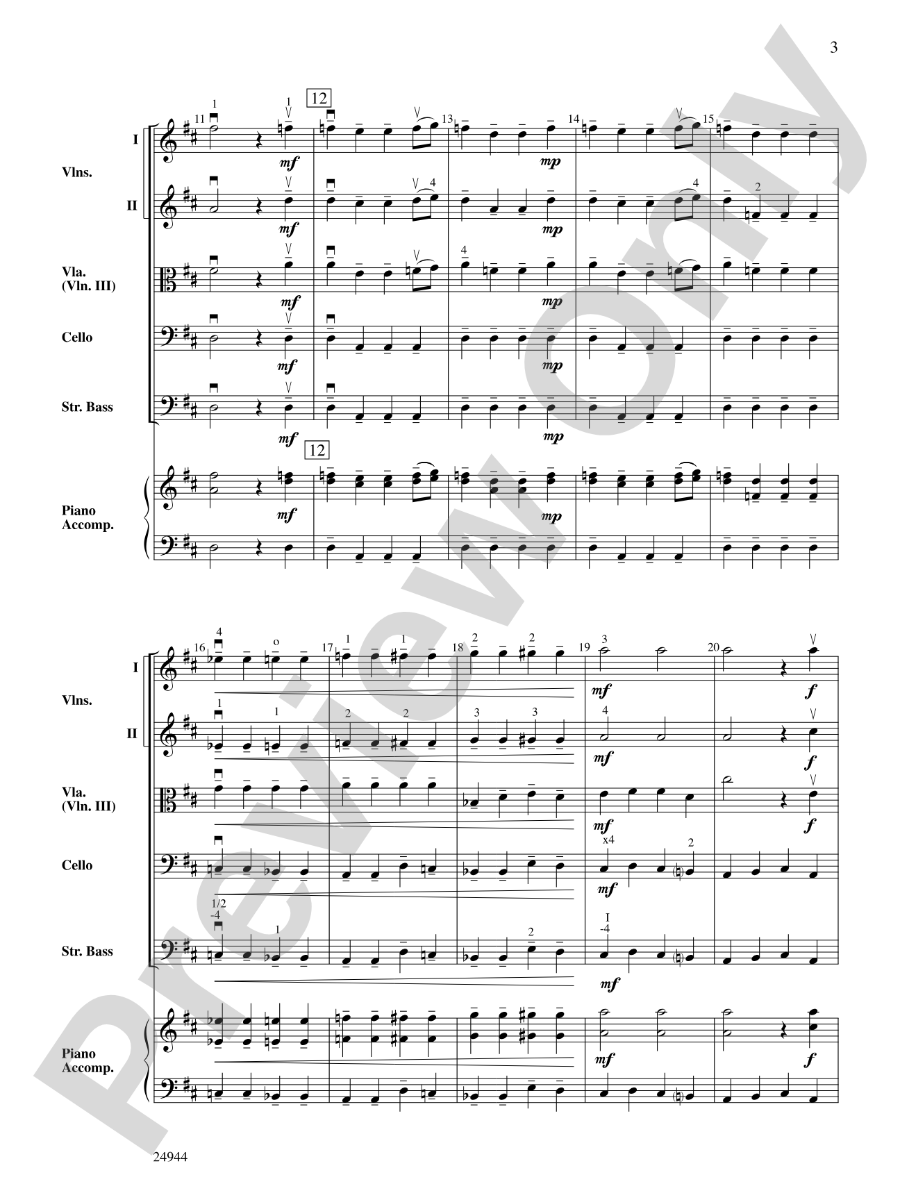 Concerto in D: String Orchestra Conductor Score & Parts