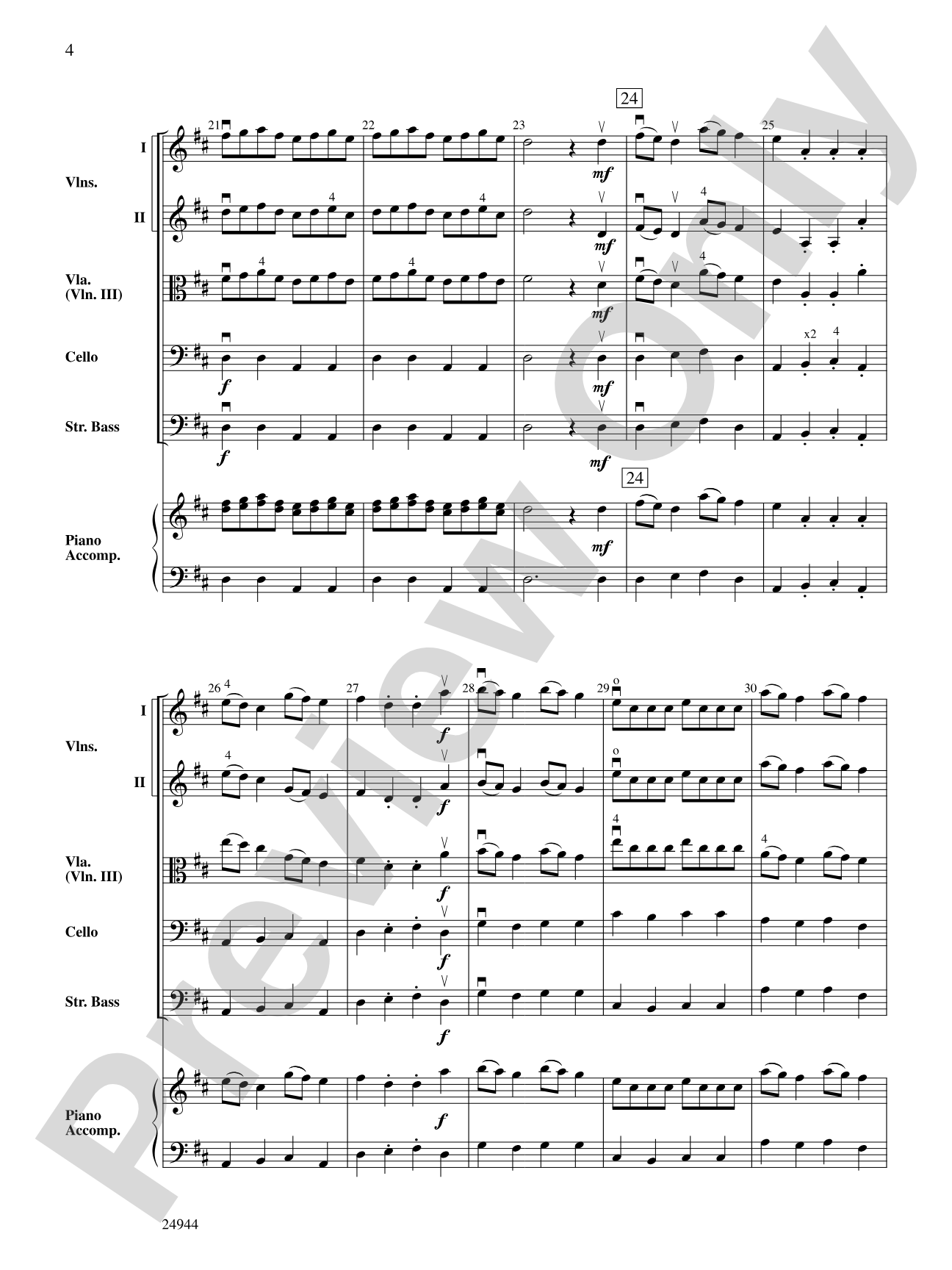 Concerto in D: String Orchestra Conductor Score & Parts