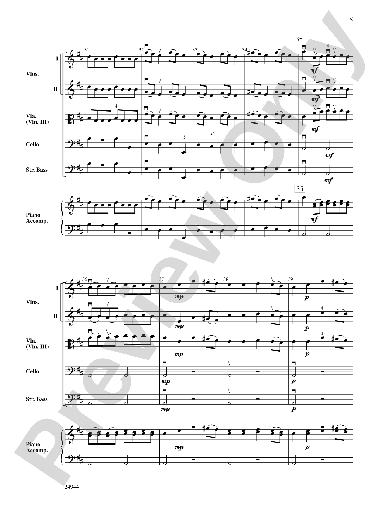 Concerto in D: String Orchestra Conductor Score & Parts