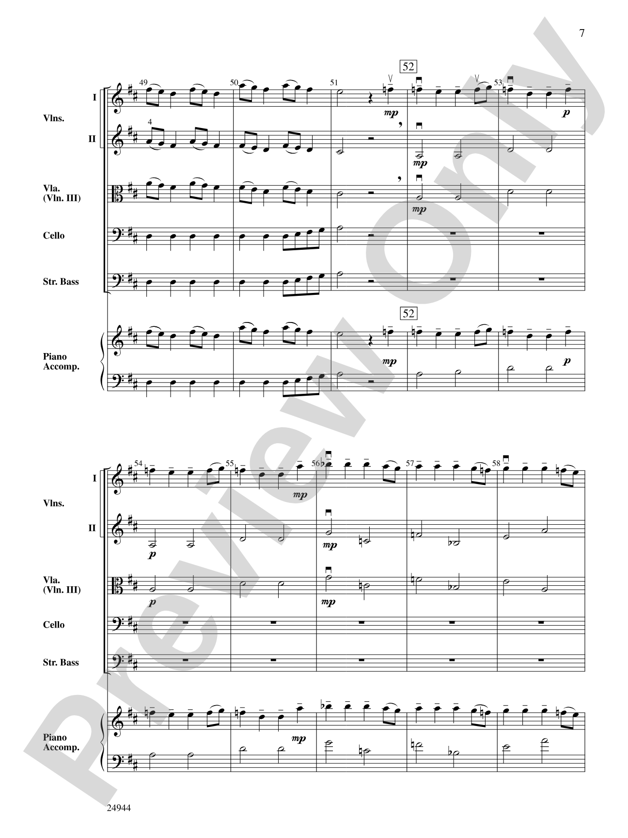 Concerto in D: String Orchestra Conductor Score & Parts