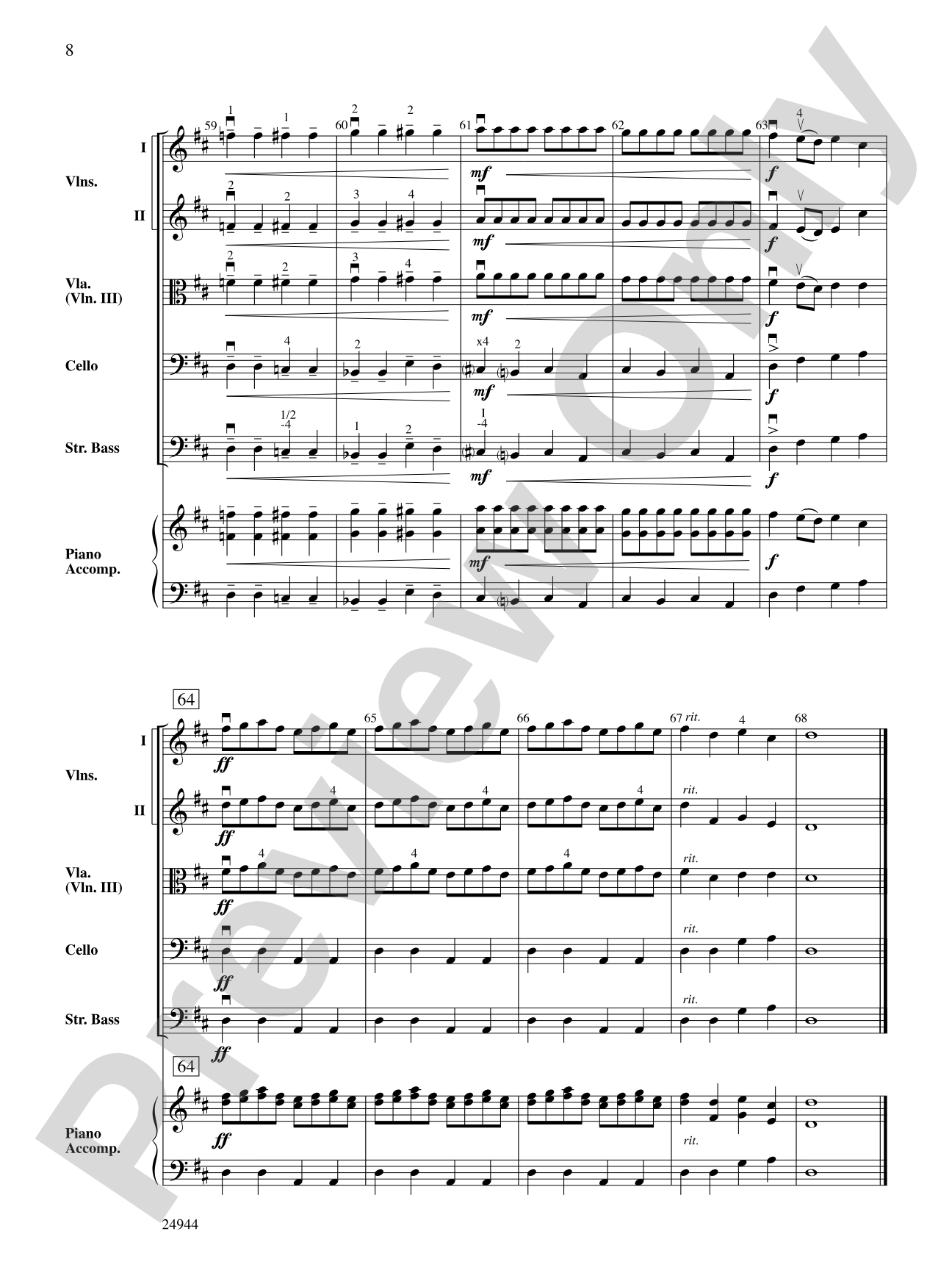 Concerto in D: String Orchestra Conductor Score & Parts