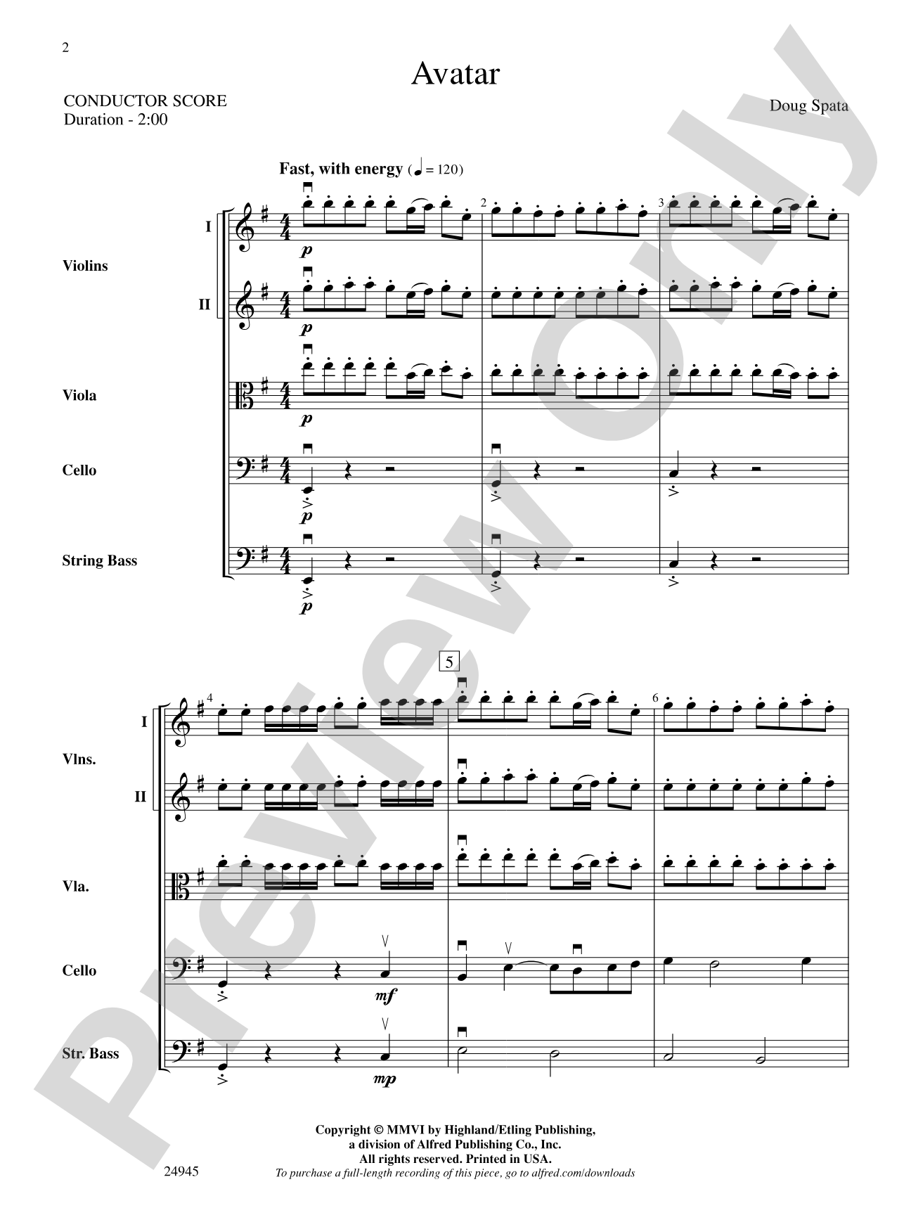 Avatar: String Orchestra Conductor Score & Parts
