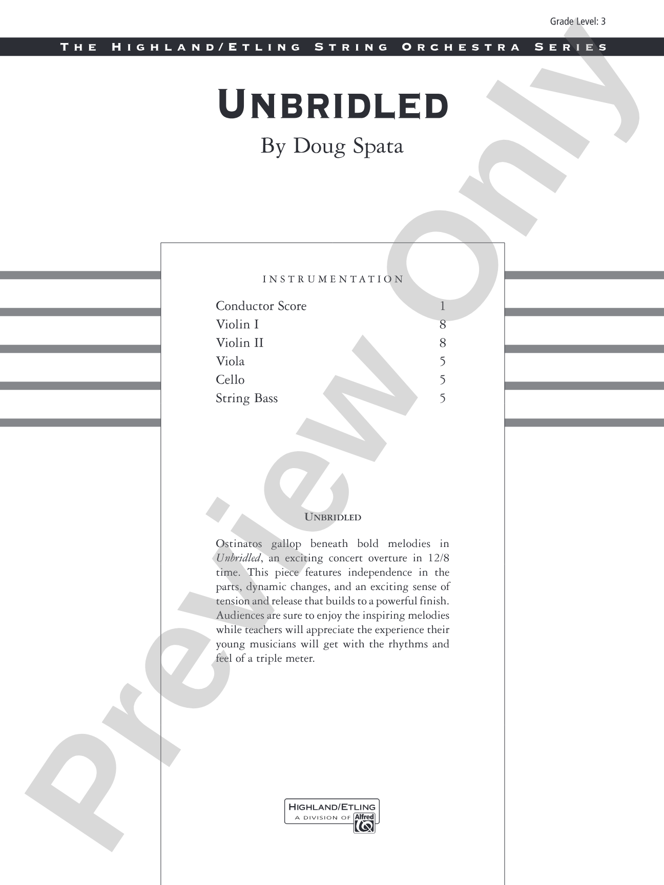 Unbridled: String Orchestra Conductor Score & Parts