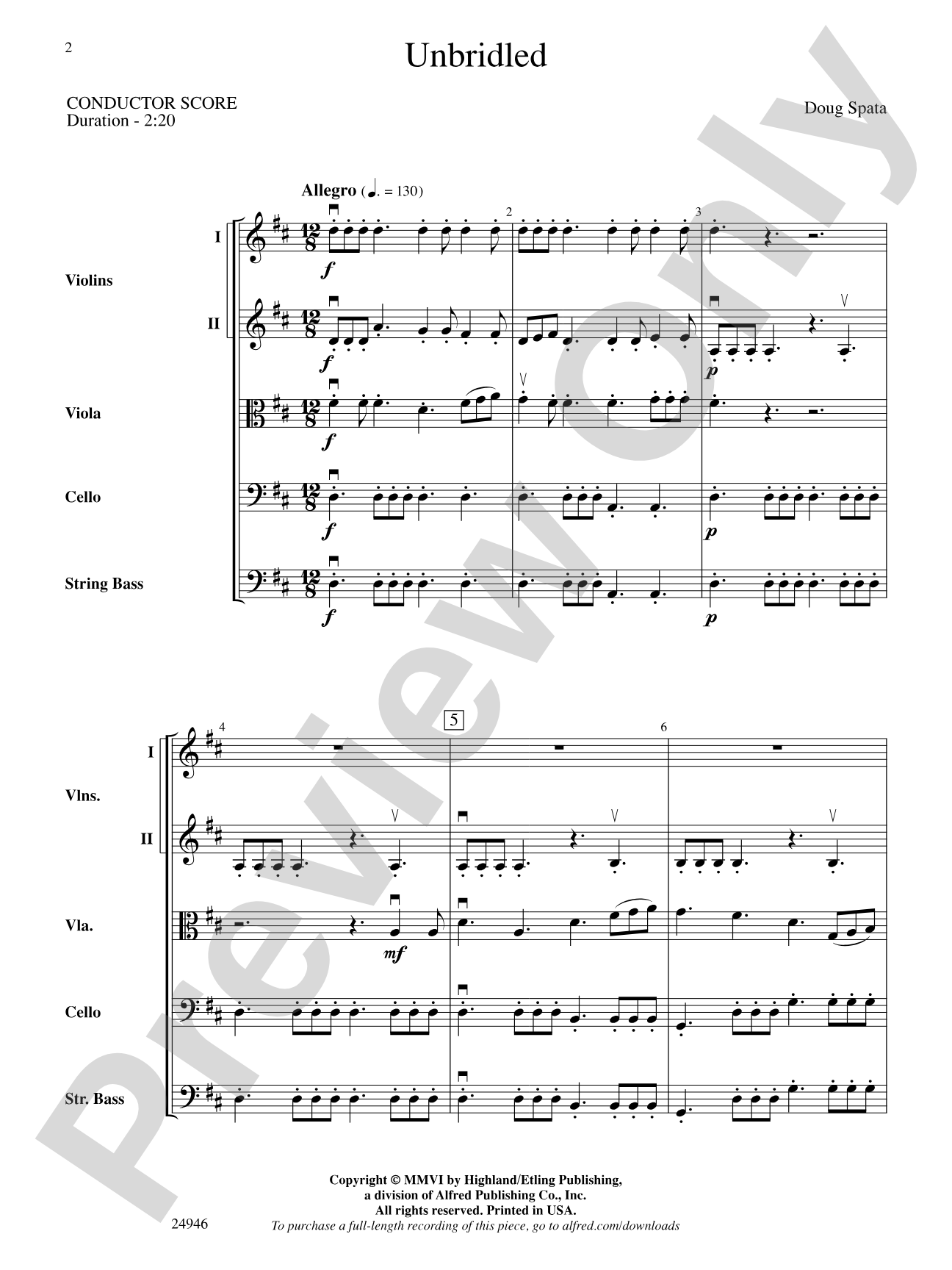 Unbridled: String Orchestra Conductor Score & Parts