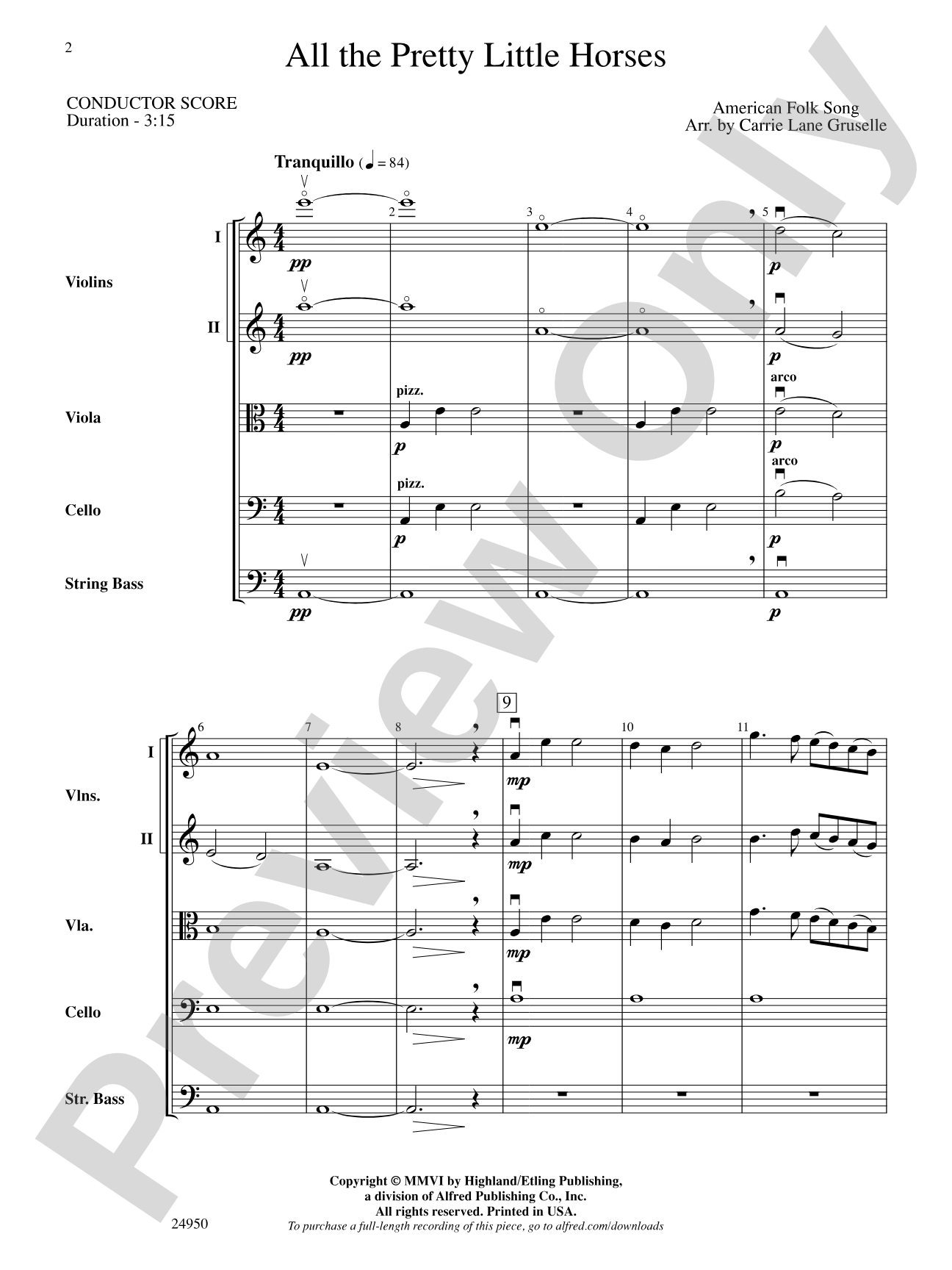All the Pretty Little Horses: String Orchestra Conductor Score & Parts