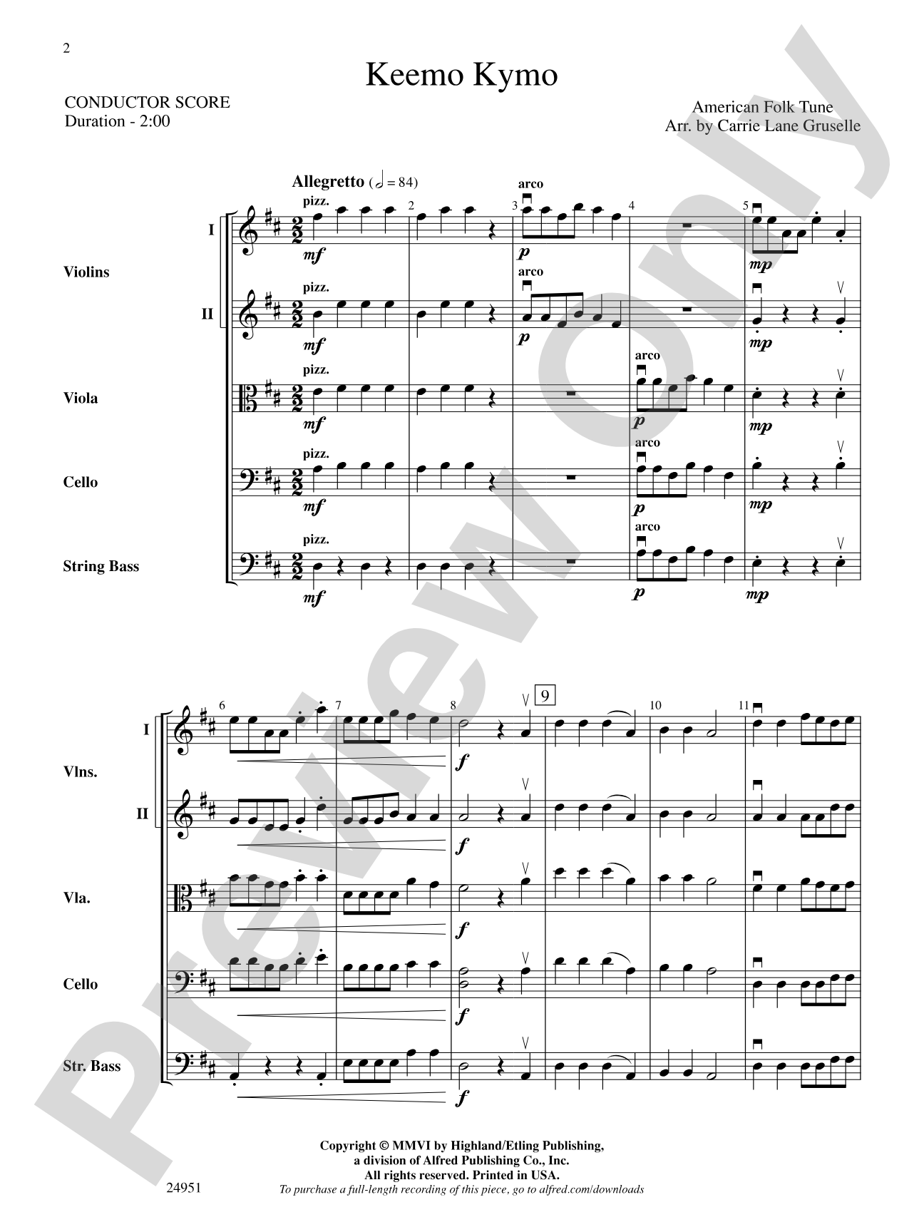 Keemo Kymo: String Orchestra Conductor Score & Parts