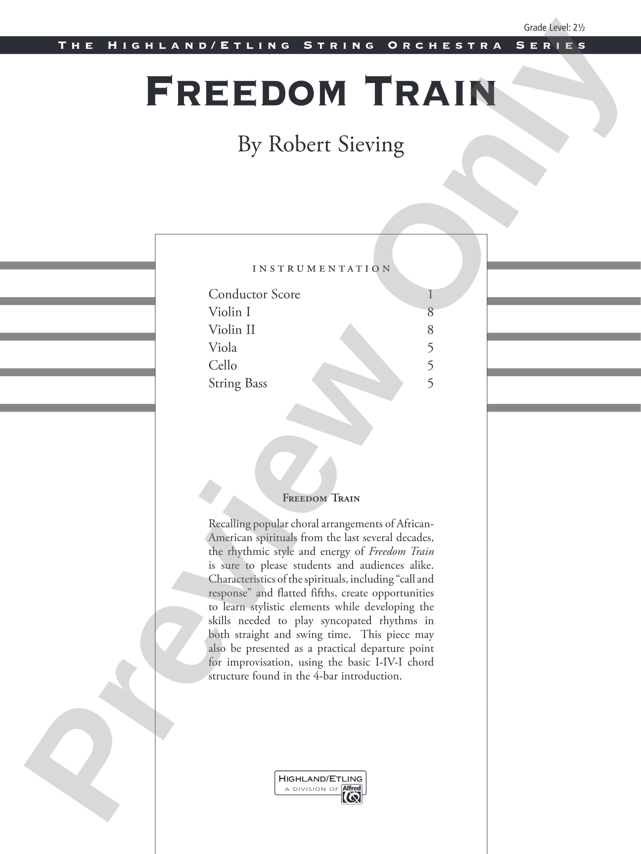 Freedom Train: String Orchestra Conductor Score & Parts