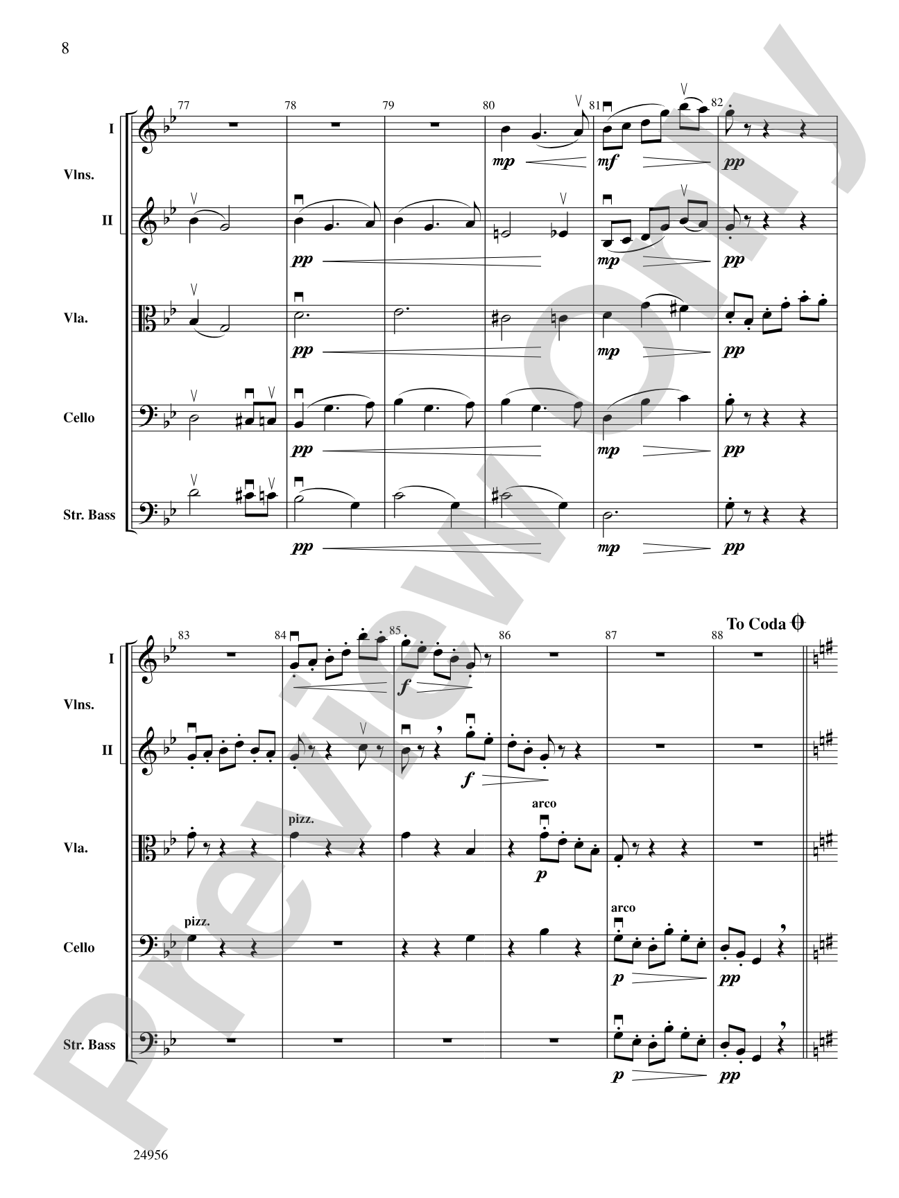Allegretto Grazioso (from Symphony No. 8): String Orchestra Conductor Score & Parts