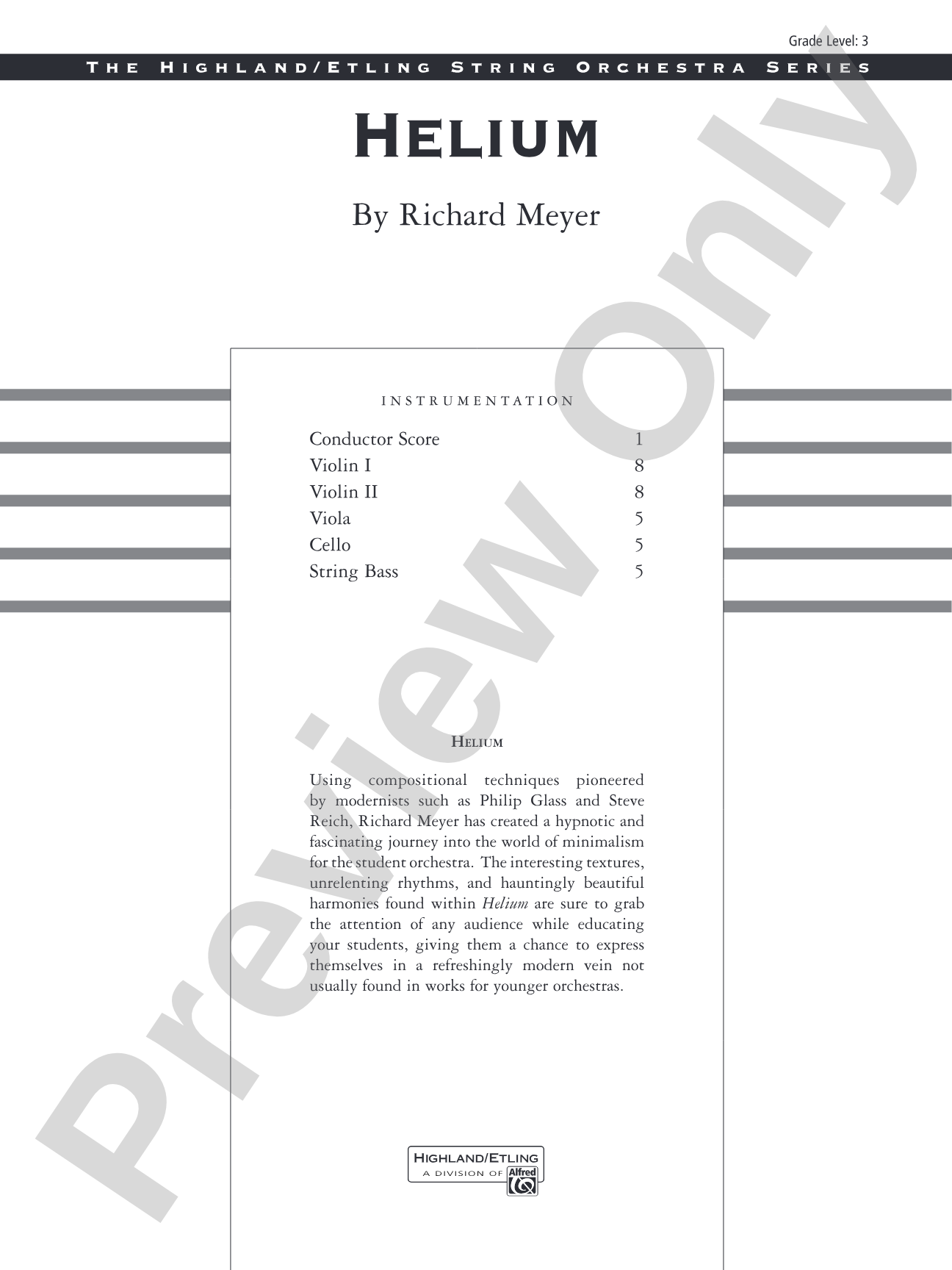 Helium: String Orchestra Conductor Score & Parts