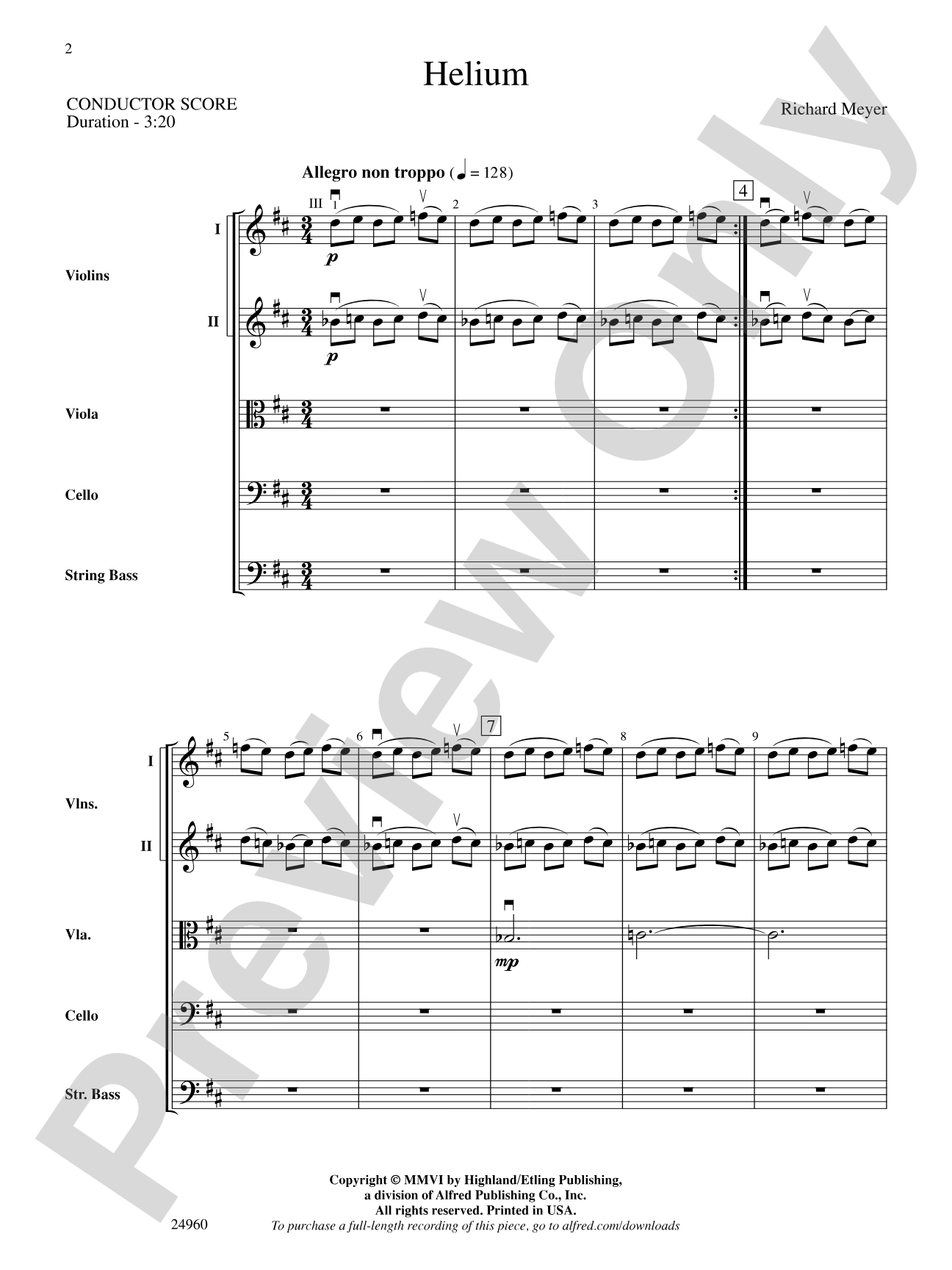 Helium: String Orchestra Conductor Score & Parts