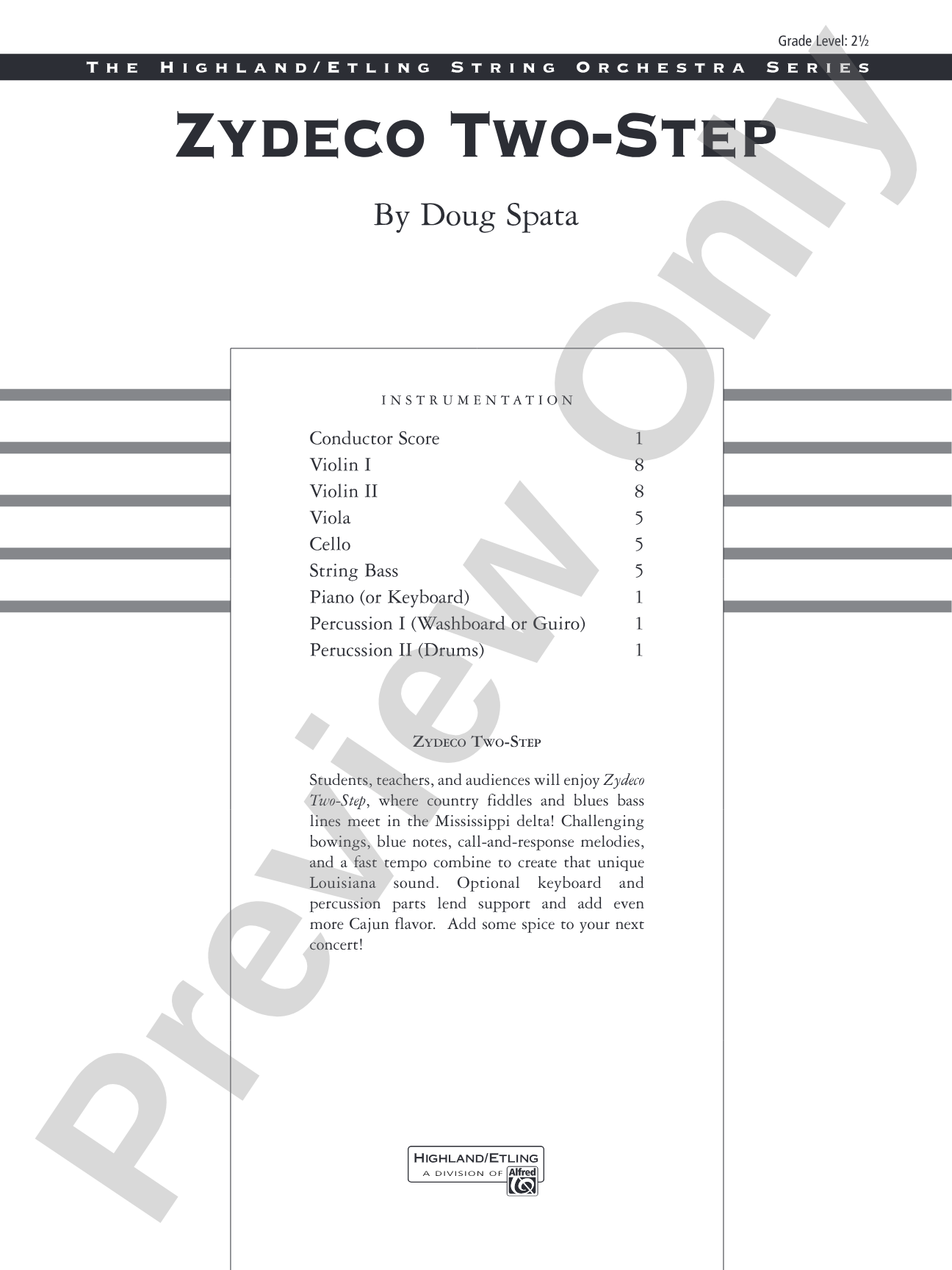 Zydeco Two-Step: String Orchestra Conductor Score & Parts