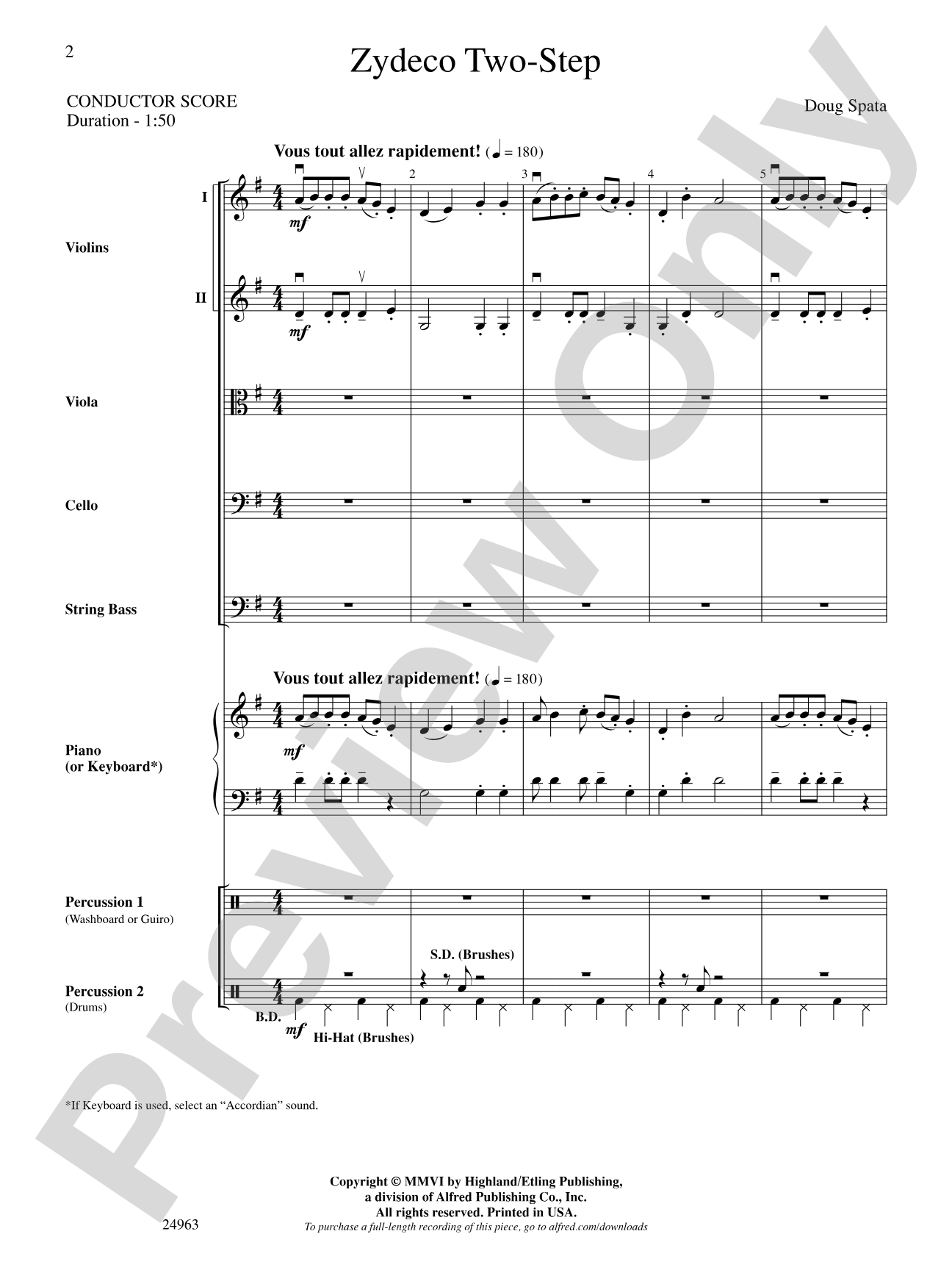 Zydeco Two-Step: String Orchestra Conductor Score & Parts