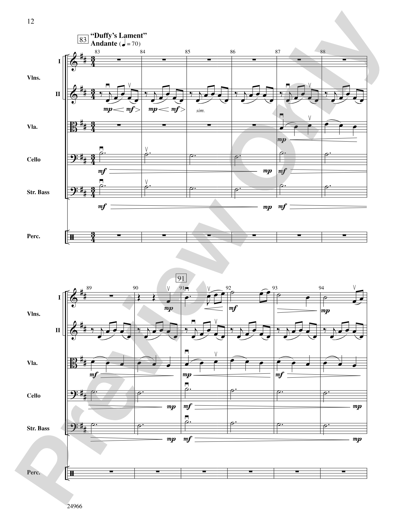 The Legend of Duffy's Cut: String Orchestra Conductor Score & Parts