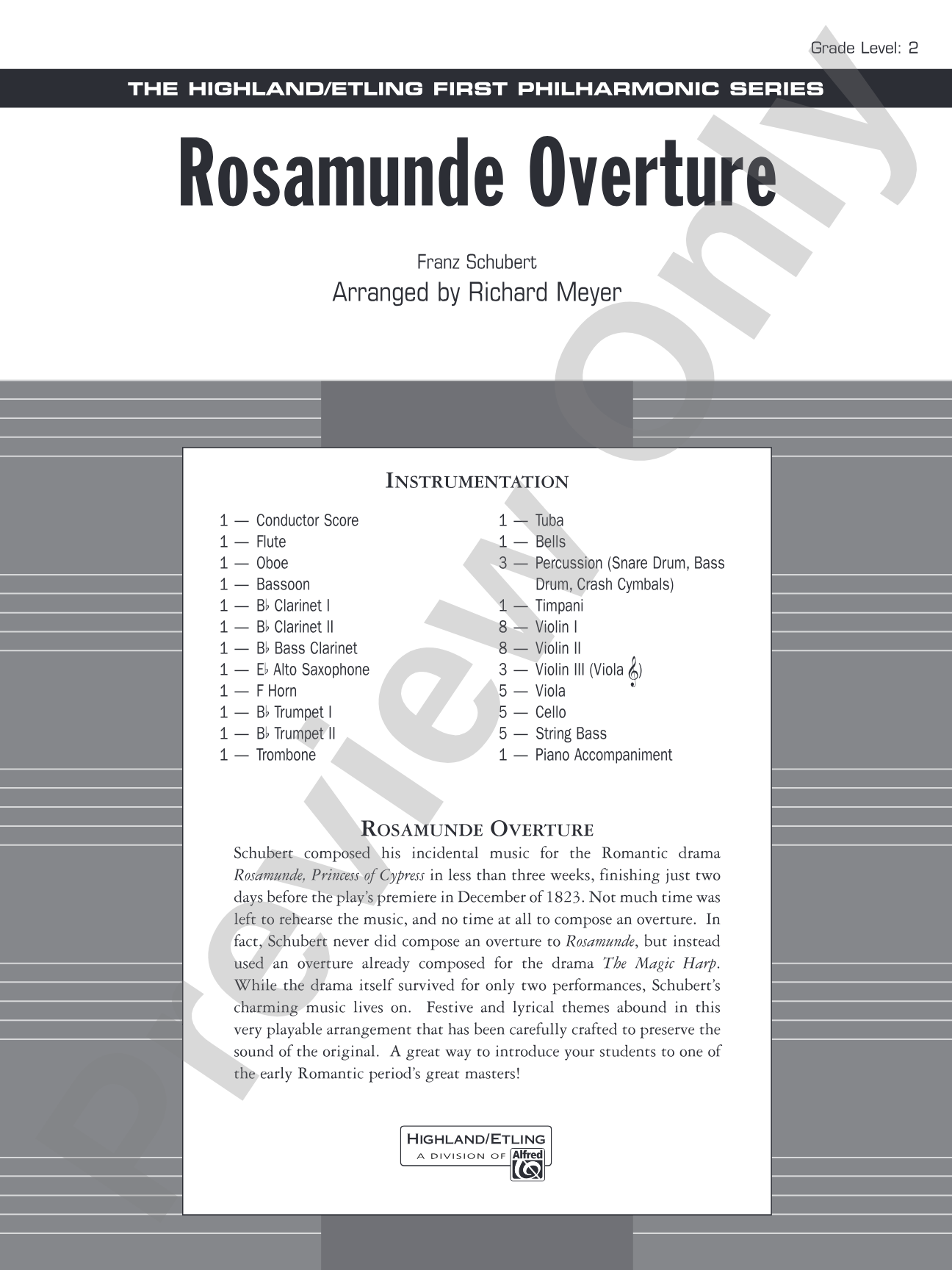 Rosamunde Overture: Full Orchestra Conductor Score & Parts