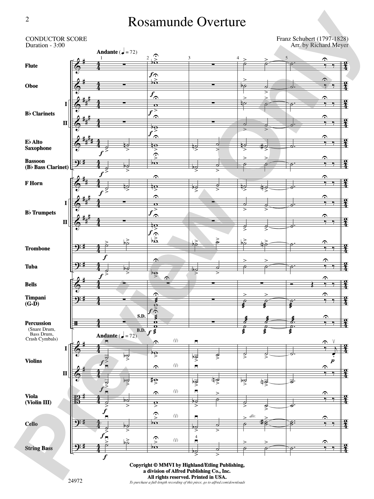 Rosamunde Overture: Full Orchestra Conductor Score & Parts