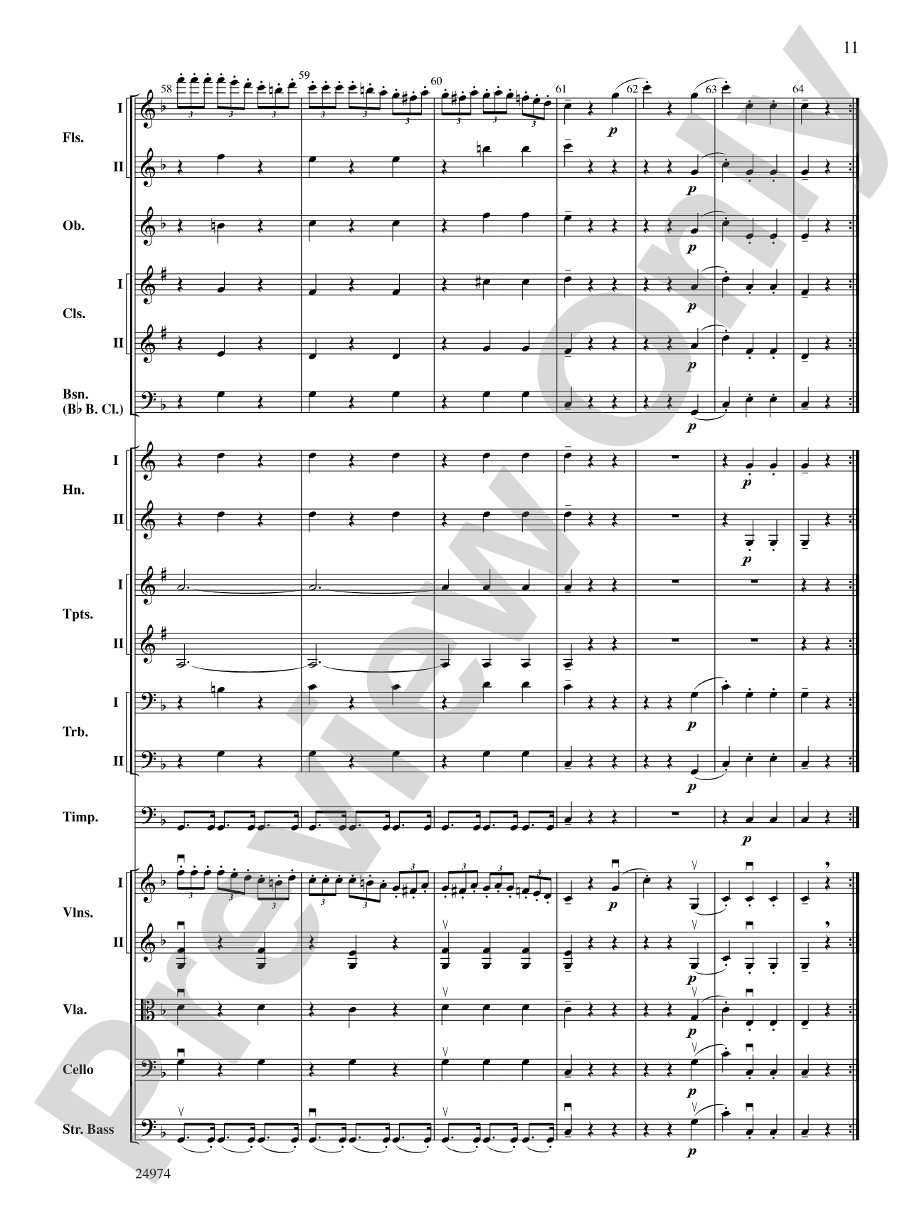 Beethoven's First Symphony, Second Movement: Full Orchestra Conductor Score & Parts