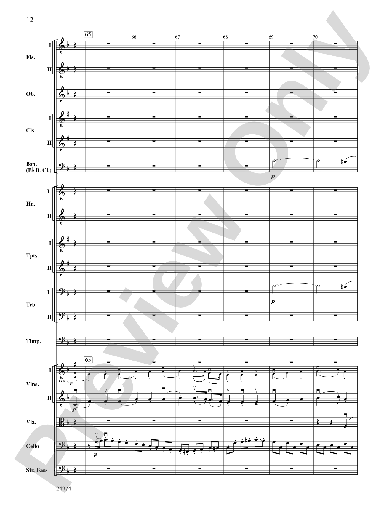 Beethoven's First Symphony, Second Movement: Full Orchestra Conductor Score & Parts