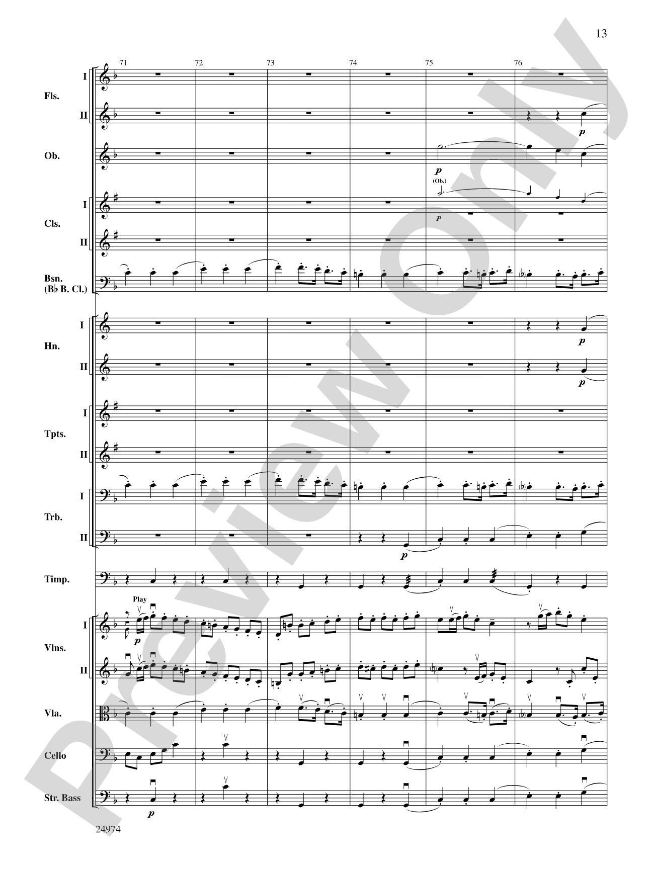 Beethoven's First Symphony, Second Movement: Full Orchestra Conductor Score & Parts