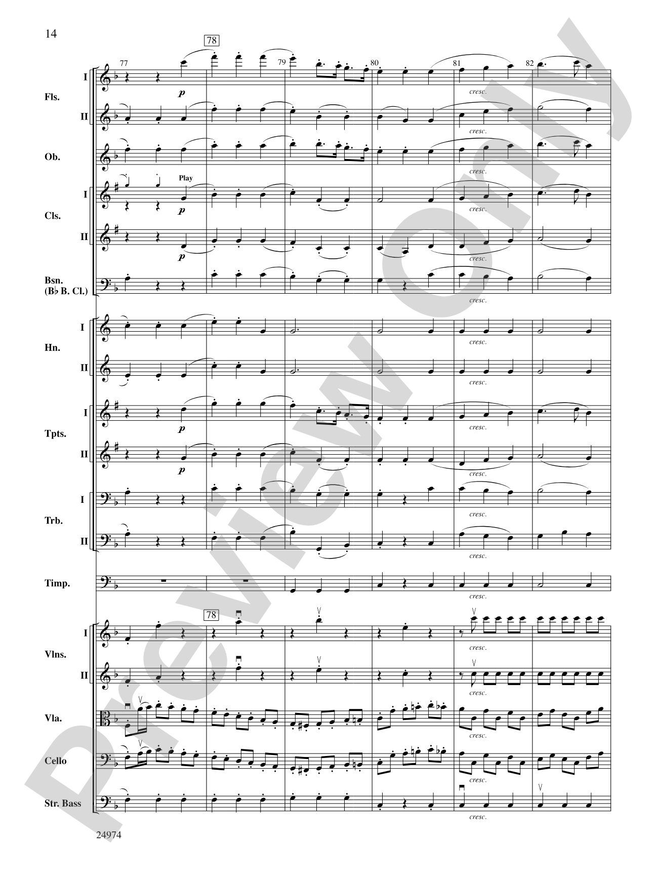 Beethoven's First Symphony, Second Movement: Full Orchestra Conductor Score & Parts