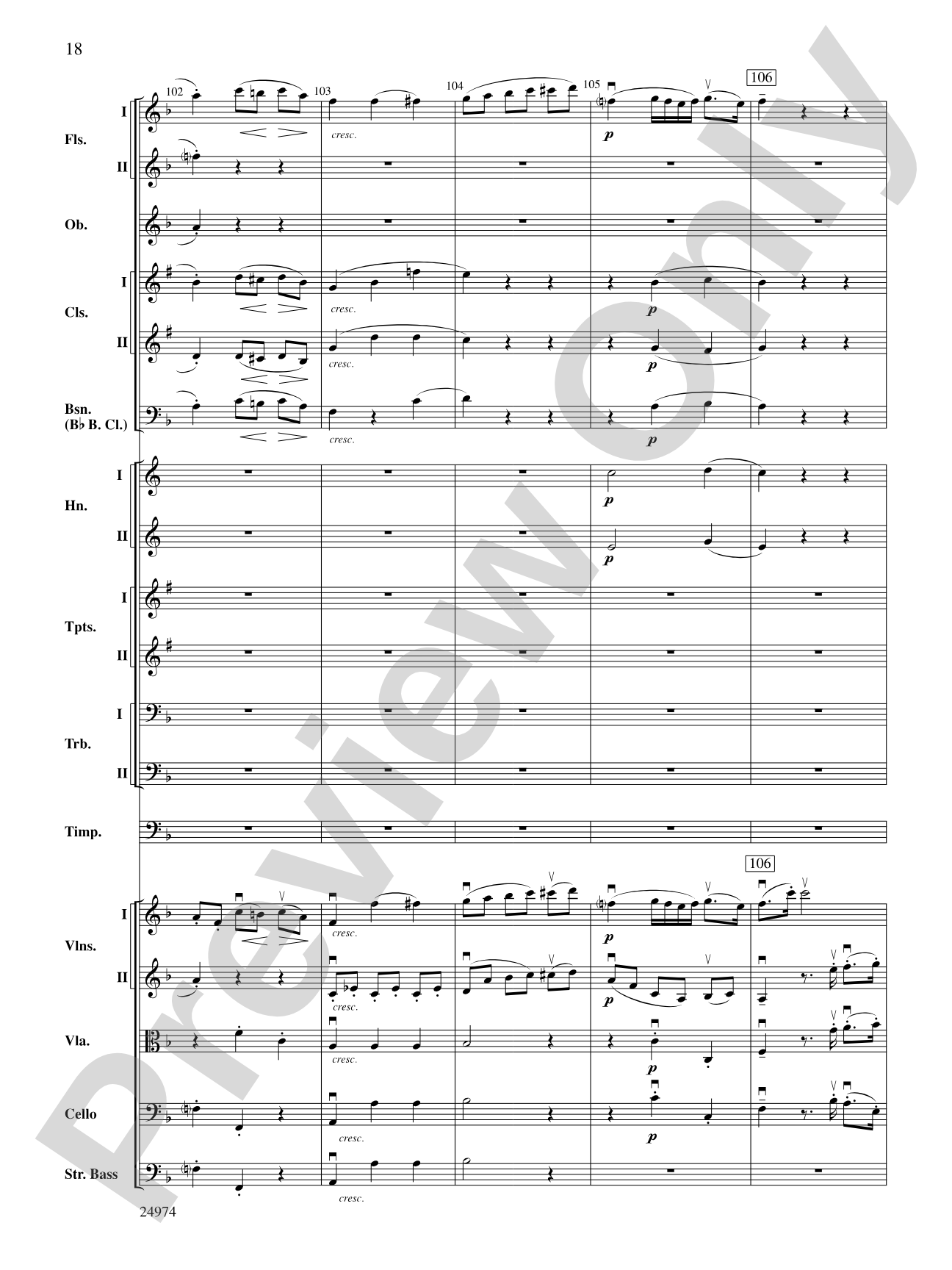Beethoven's First Symphony, Second Movement: Full Orchestra Conductor Score & Parts