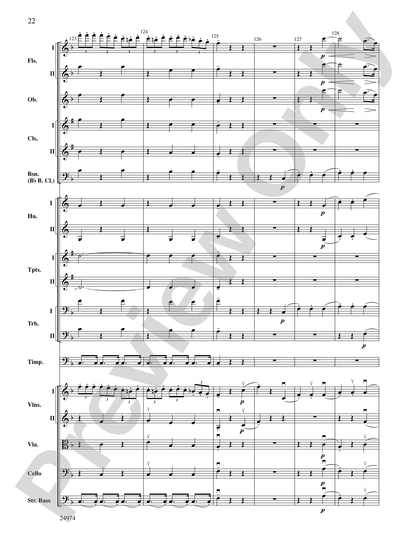 Beethoven's First Symphony, Second Movement: Full Orchestra Conductor Score & Parts