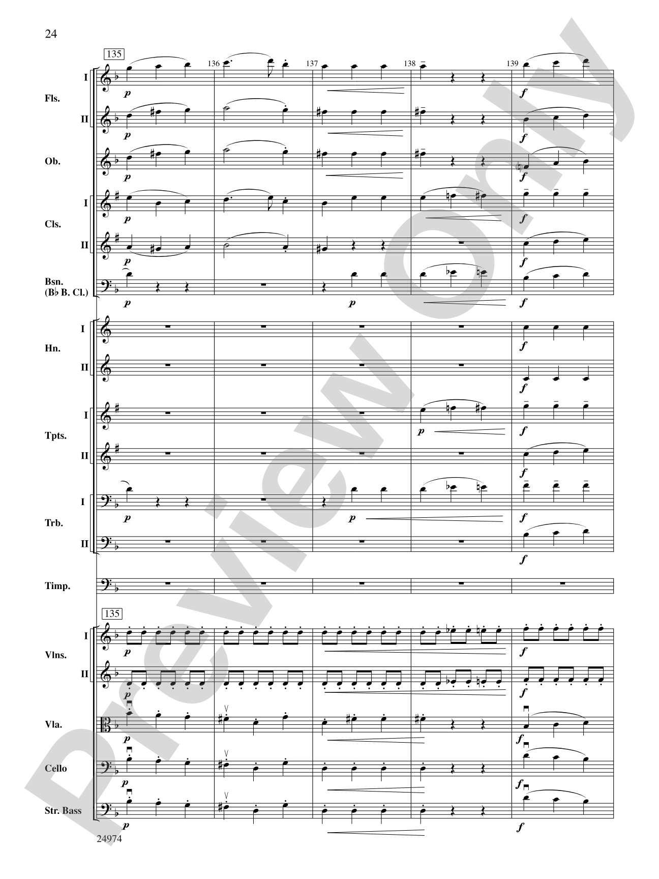 Beethoven's First Symphony, Second Movement: Full Orchestra Conductor Score & Parts