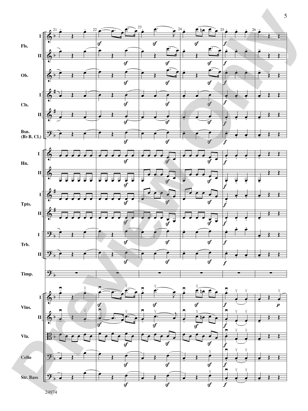 Beethoven's First Symphony, Second Movement: Full Orchestra Conductor Score & Parts