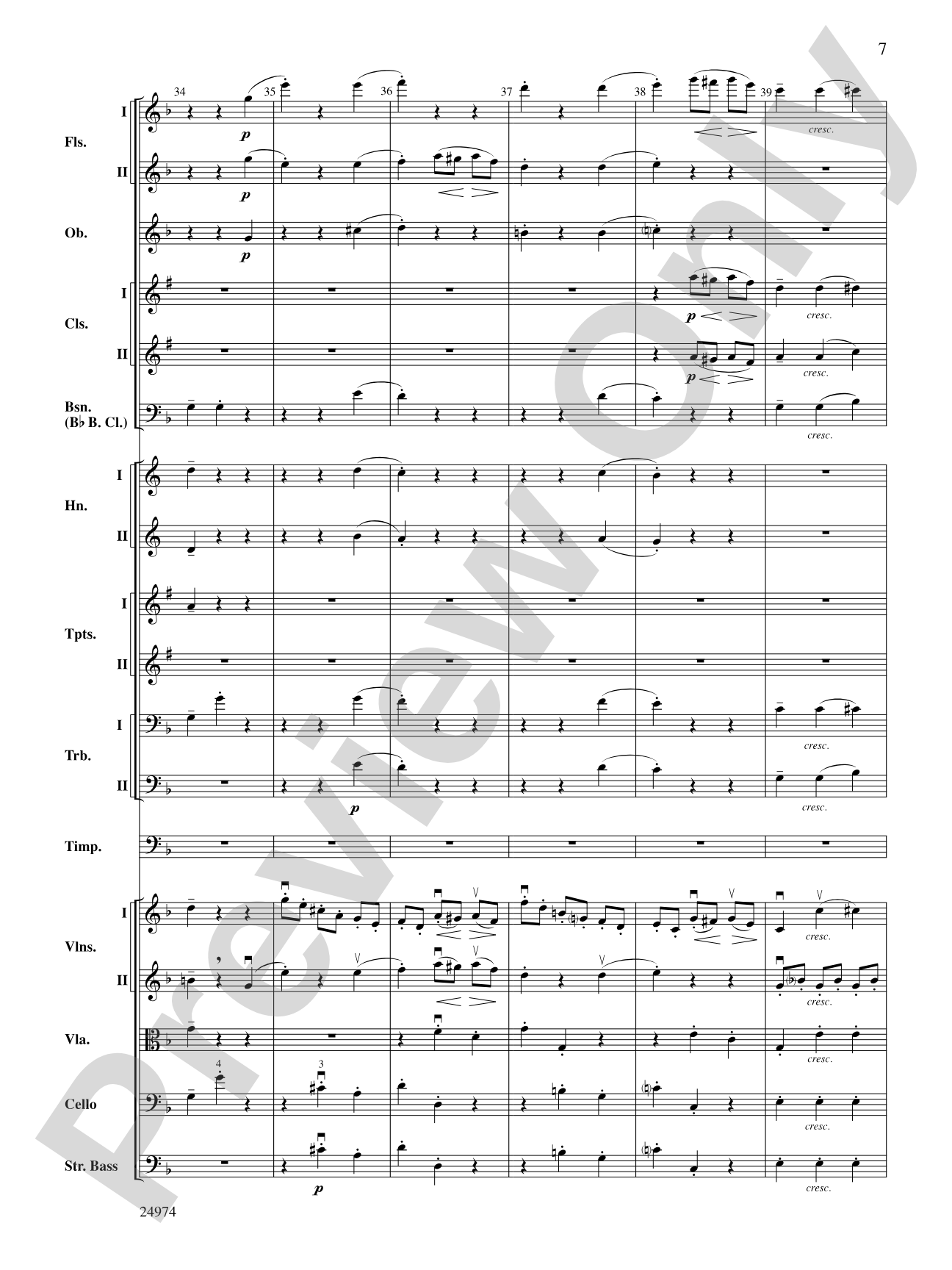 Beethoven's First Symphony, Second Movement: Full Orchestra Conductor Score & Parts