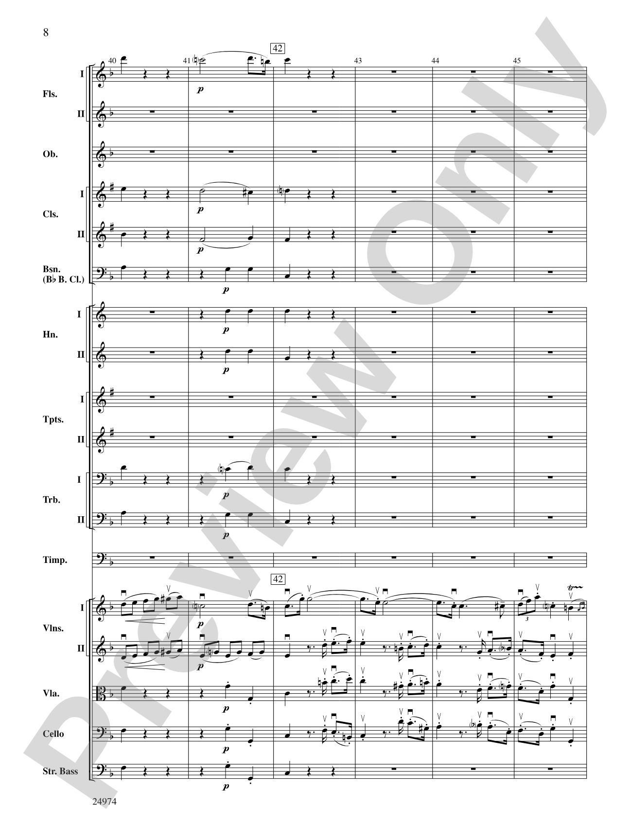 Beethoven's First Symphony, Second Movement: Full Orchestra Conductor Score & Parts