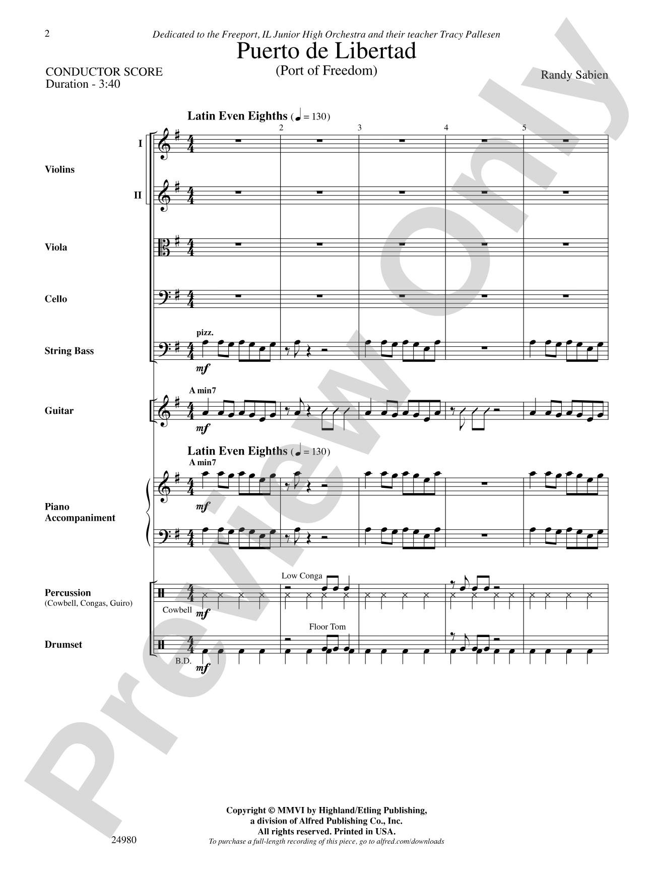 Puerto de Libertad (Port of Freedom): String Orchestra Conductor Score & Parts