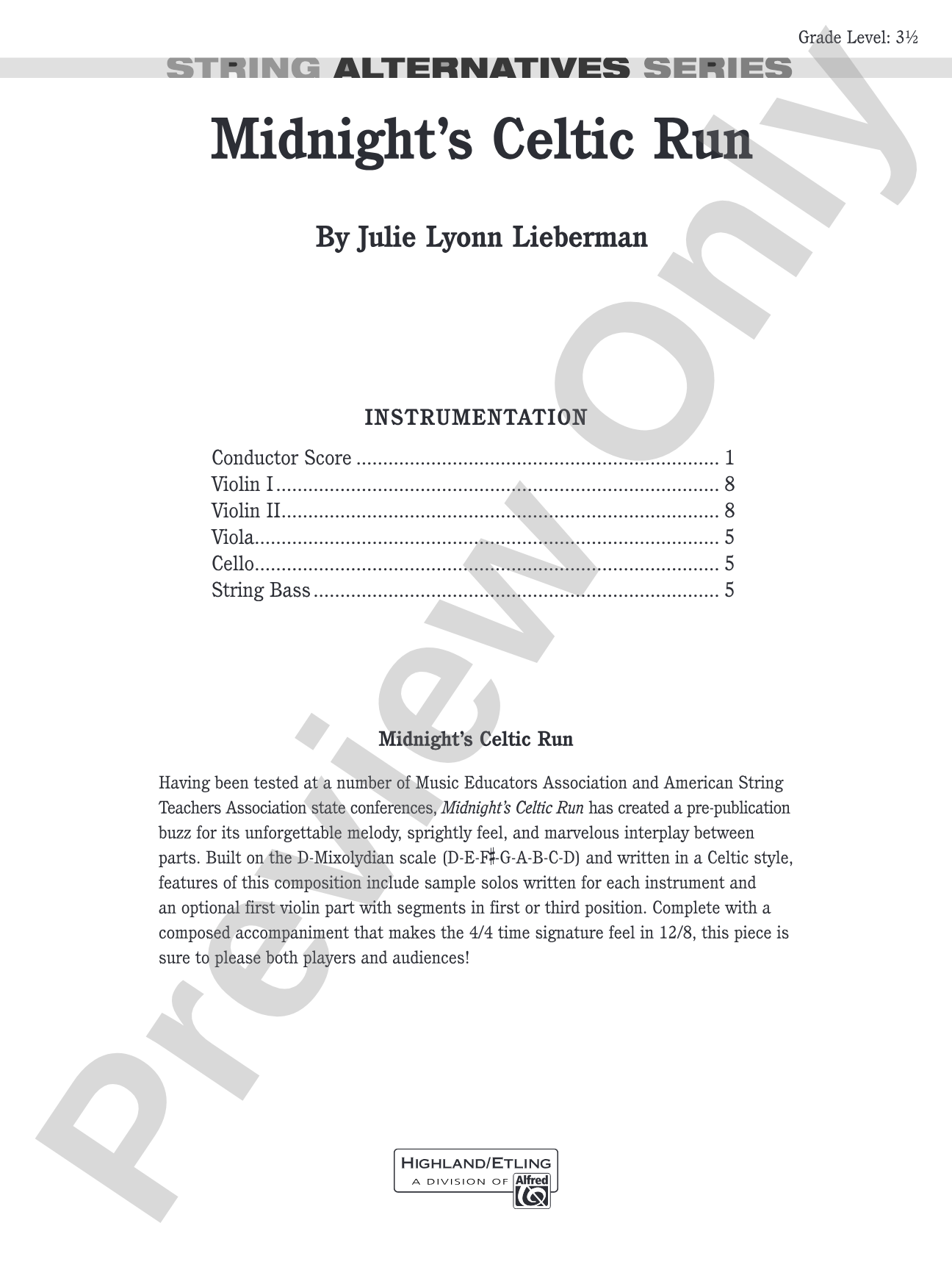 Midnight's Celtic Run: String Orchestra Conductor Score & Parts