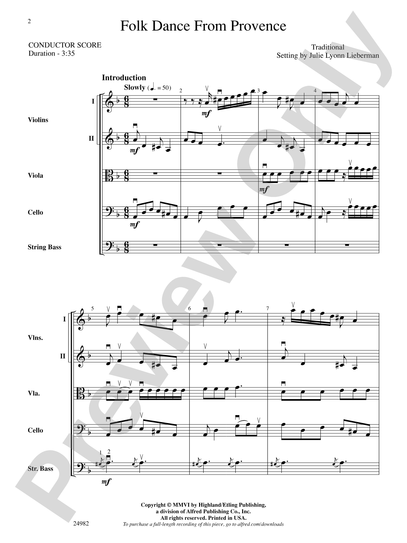 Folk Dance from Provence: String Orchestra Conductor Score & Parts