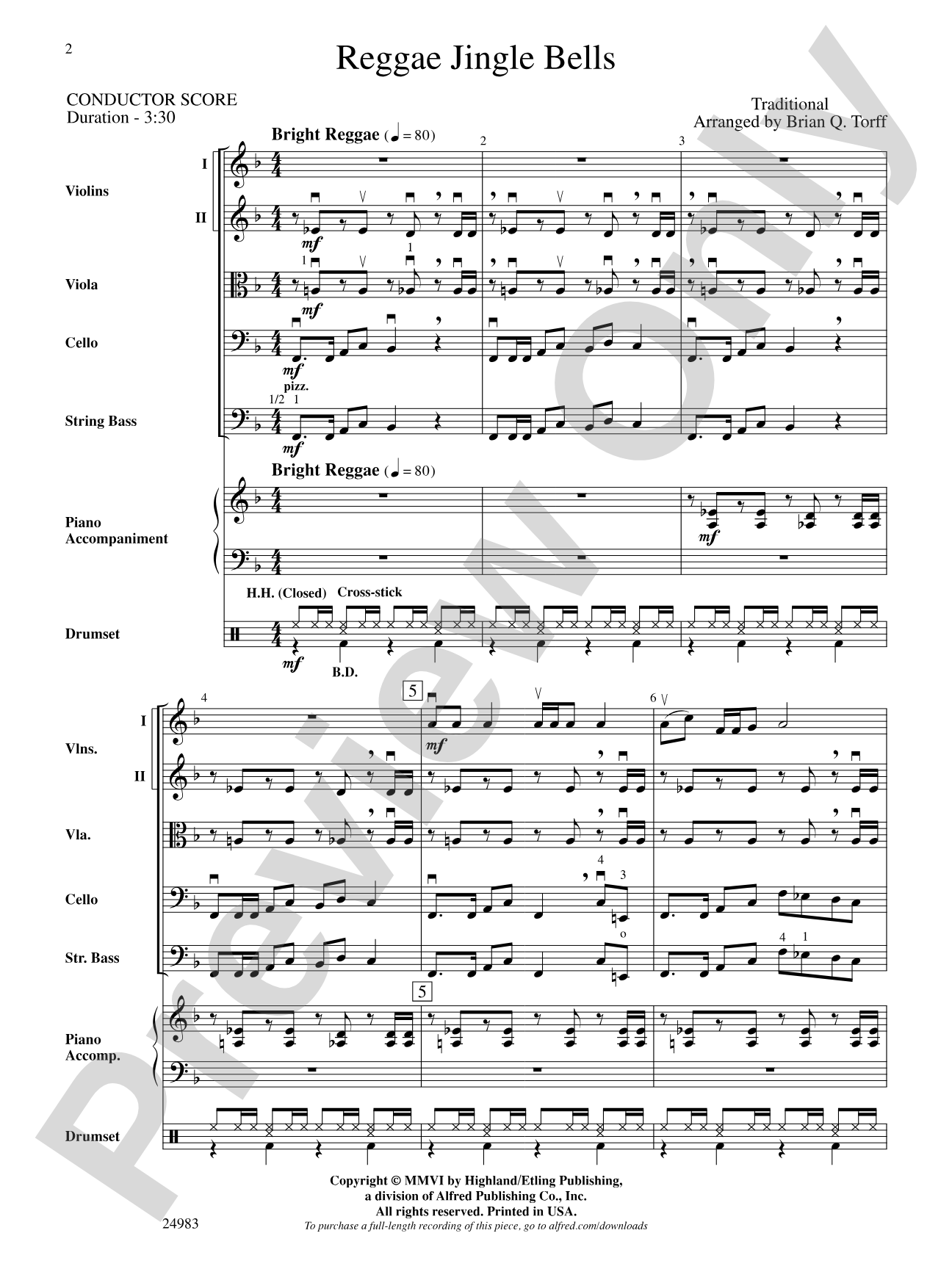Reggae Jingle Bells: String Orchestra Conductor Score & Parts