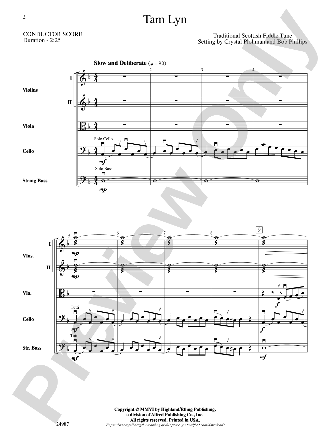 Tam Lyn: String Orchestra Conductor Score & Parts