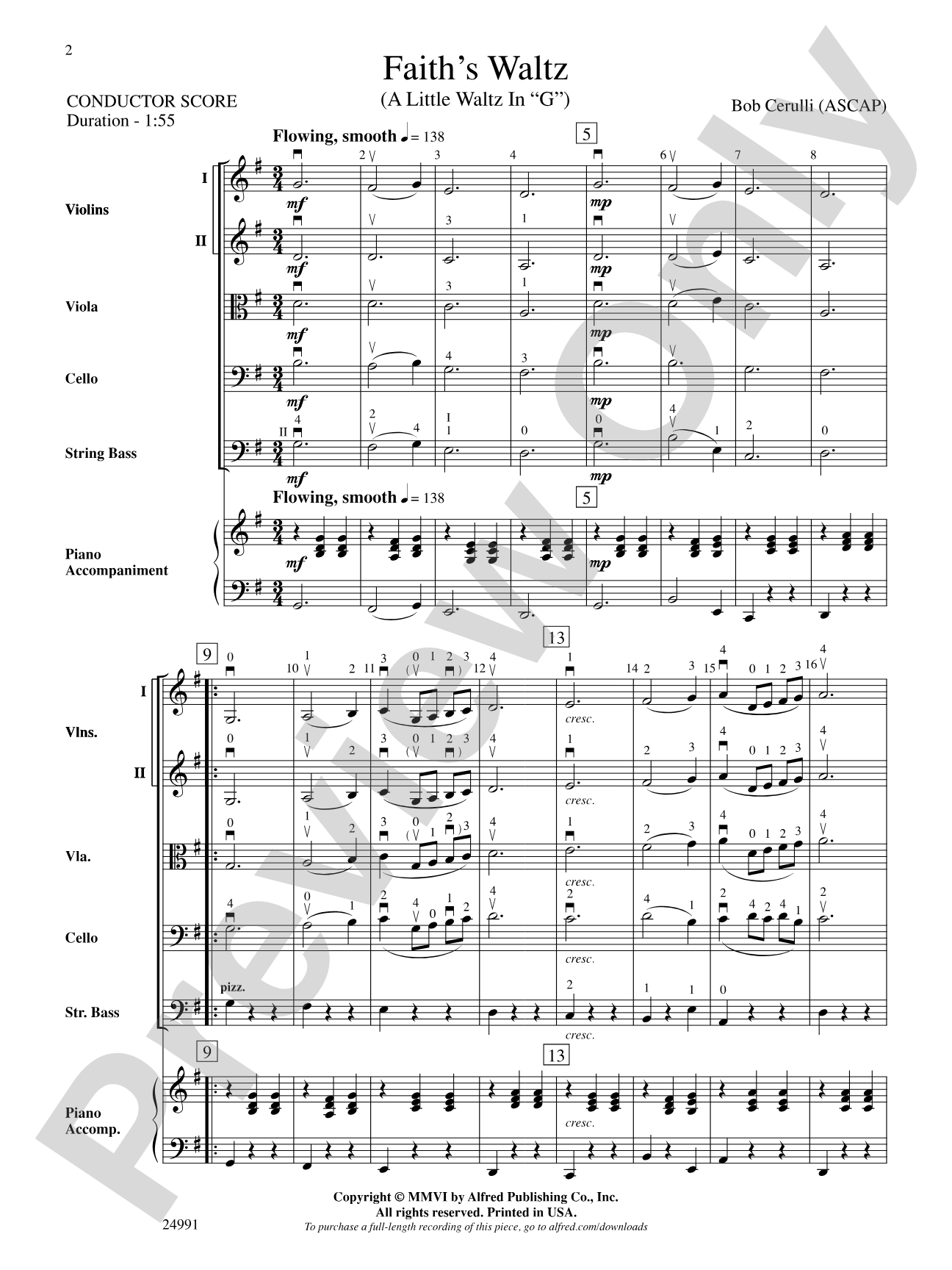 Faith's Waltz: String Orchestra Conductor Score & Parts